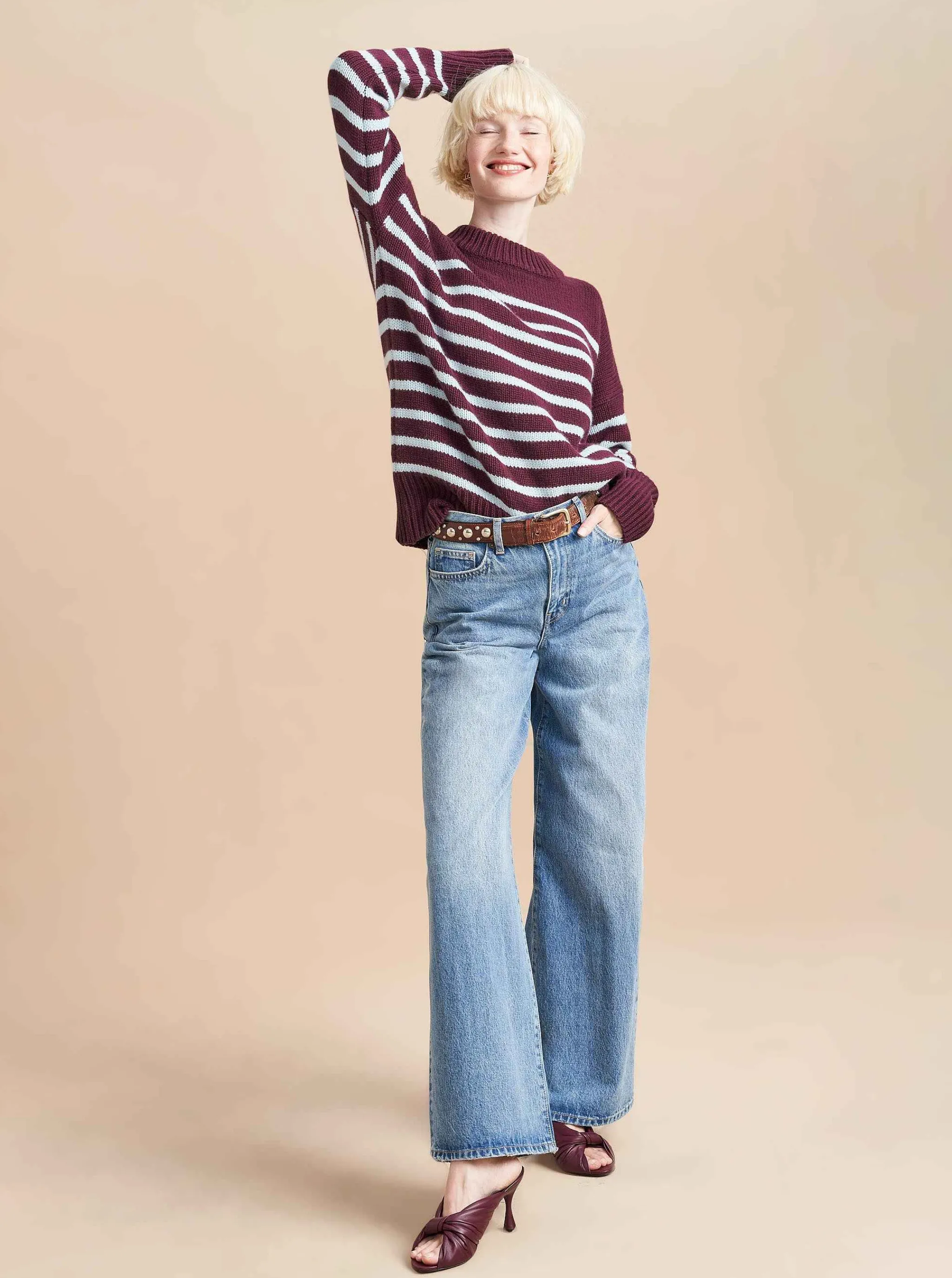 La Ligne Sweaters*Marin Sweater Dark-Plum/Pale-Blue