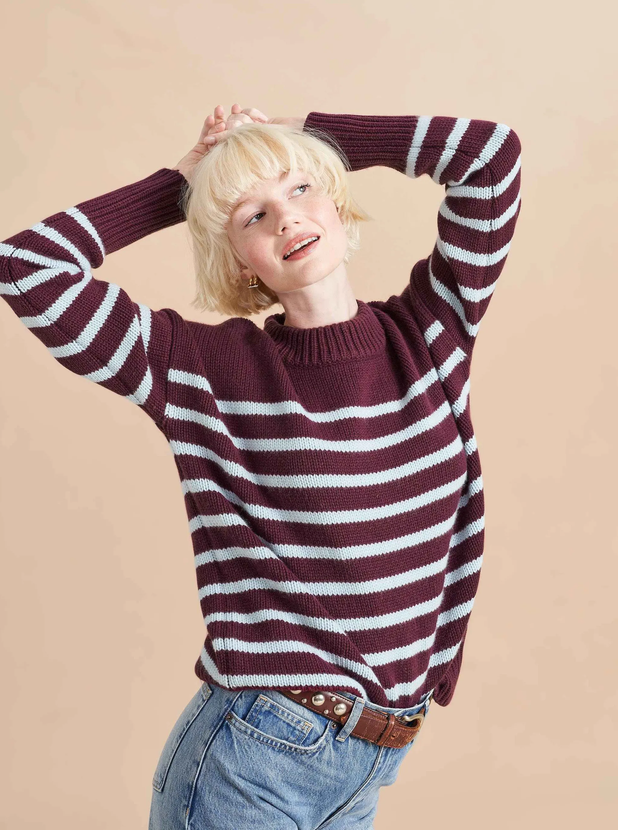 La Ligne Sweaters*Marin Sweater Dark-Plum/Pale-Blue