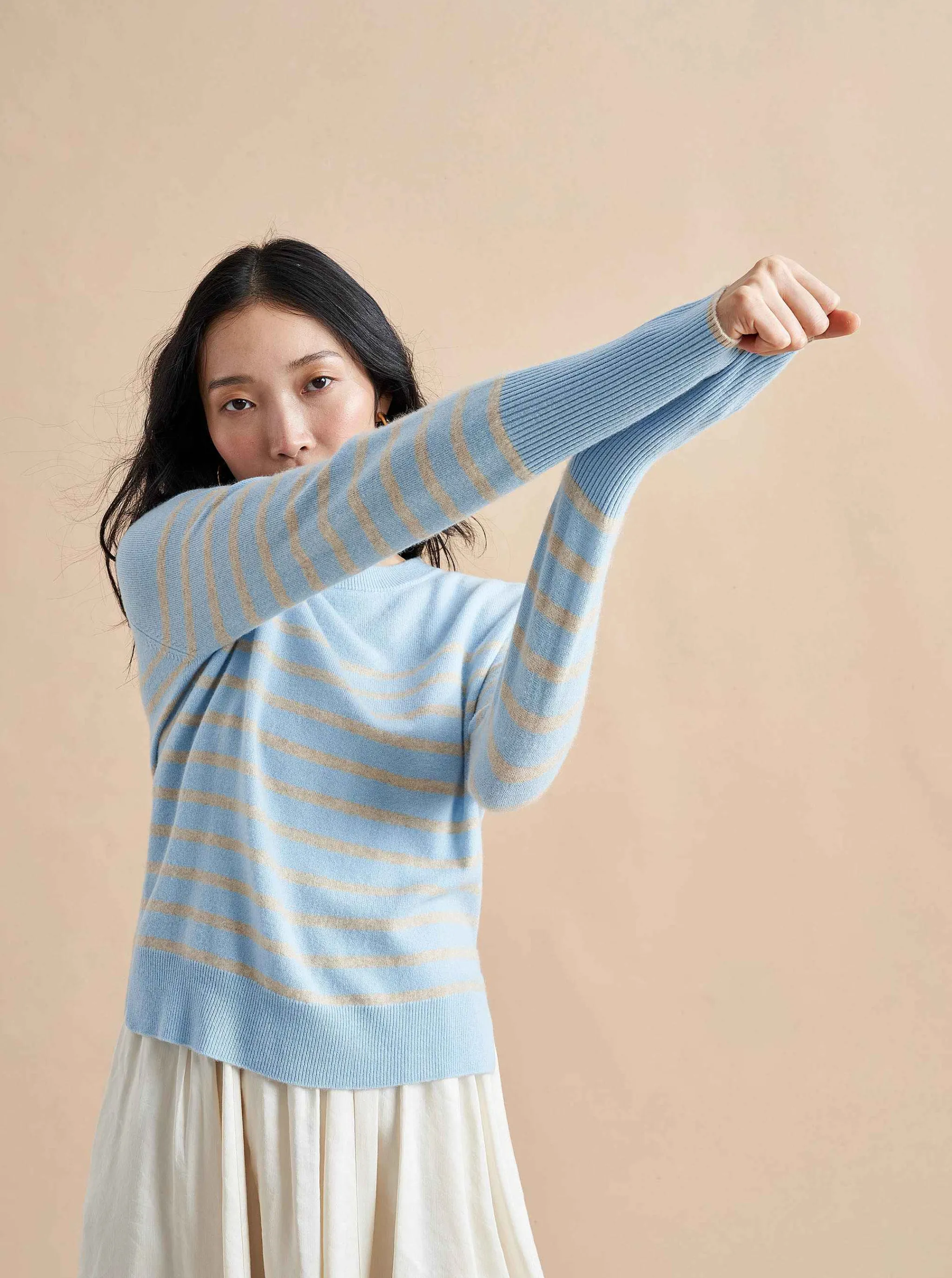 La Ligne Sweaters*Lean Lines Sweater Periwinkle/Beige