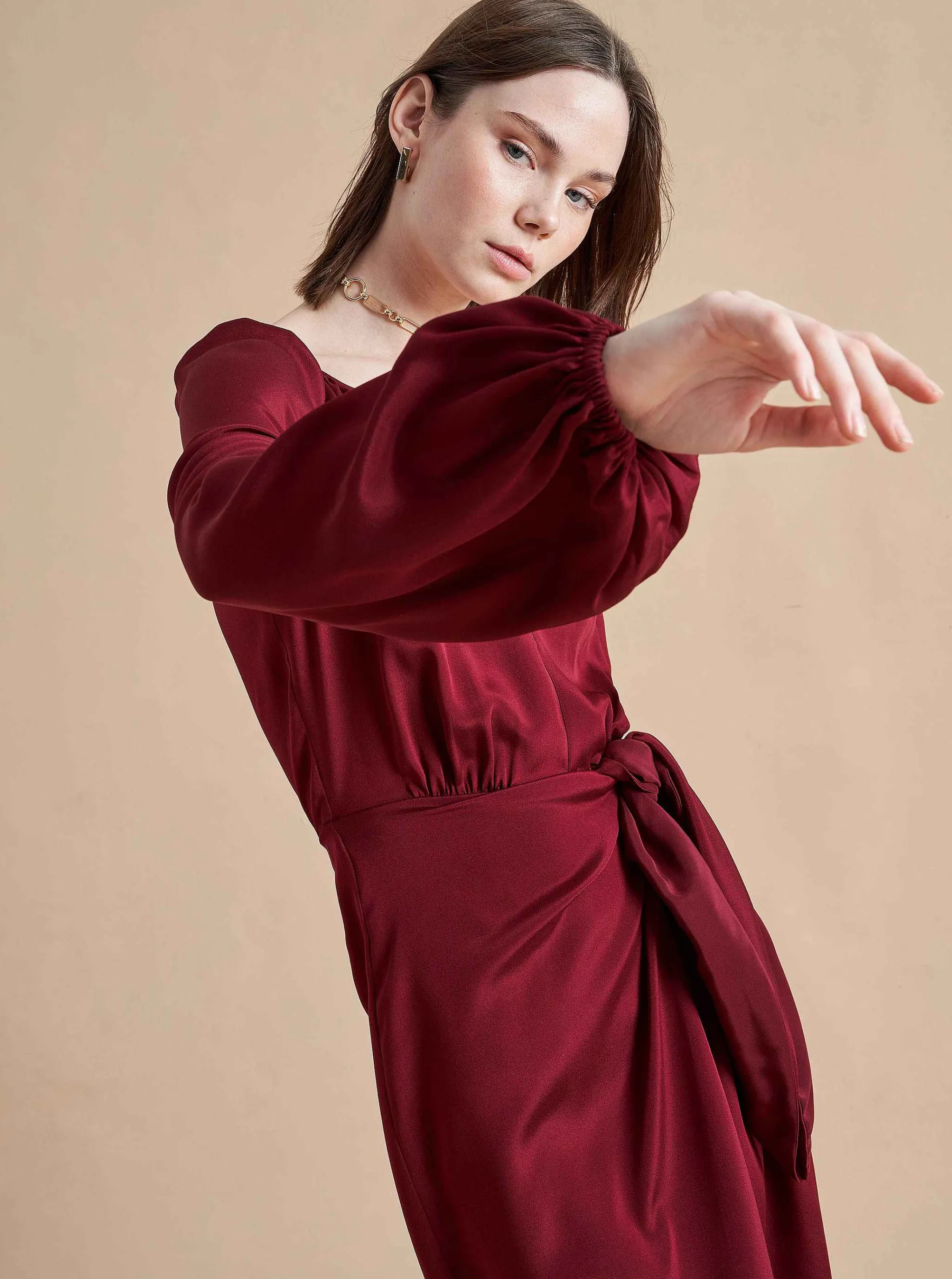 La Ligne Midi Dresses*Imogen Dress Burgundy