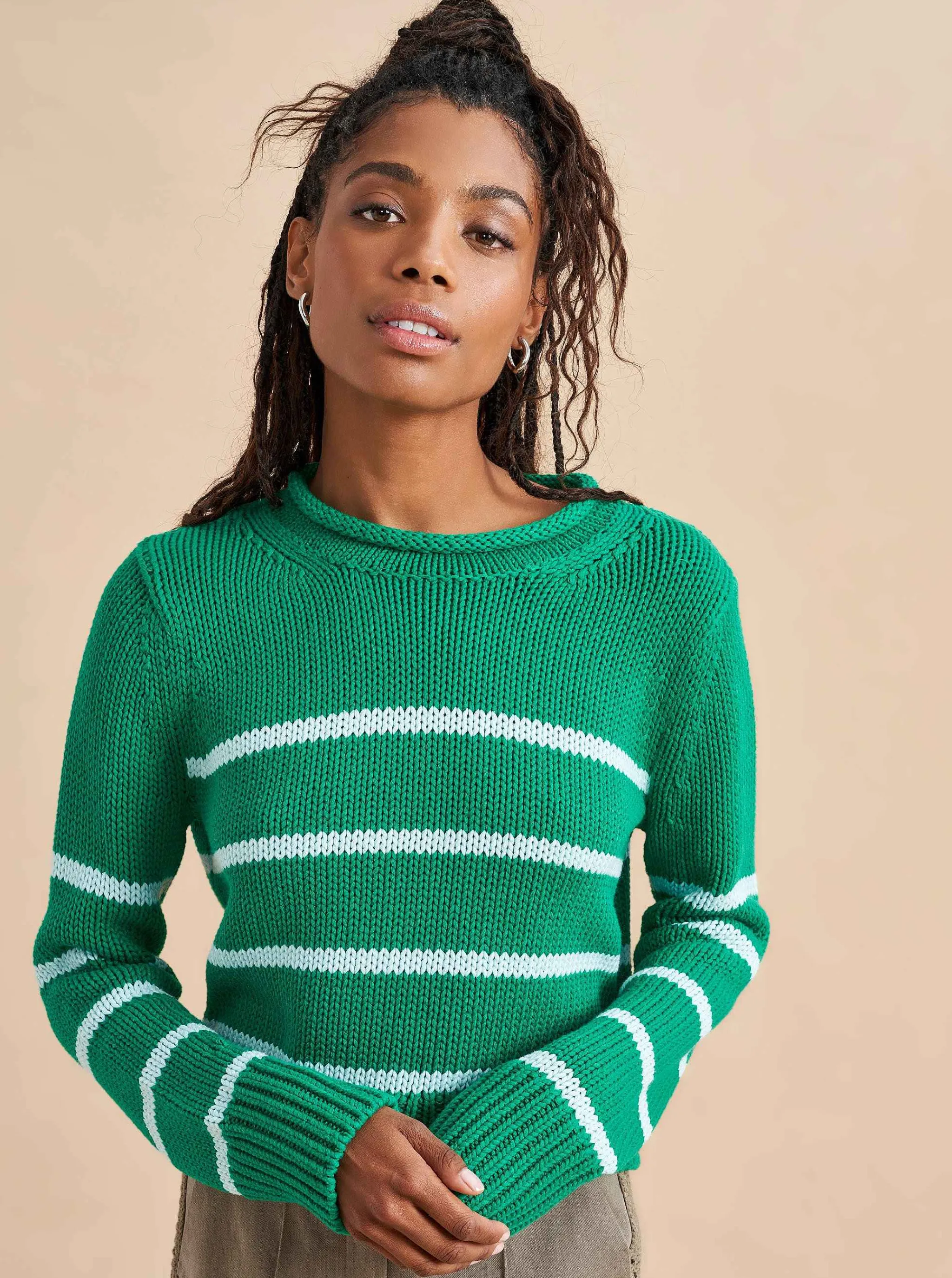 La Ligne Sweaters*Mini Marina Sweater Kelly-Green/Pale-Blue