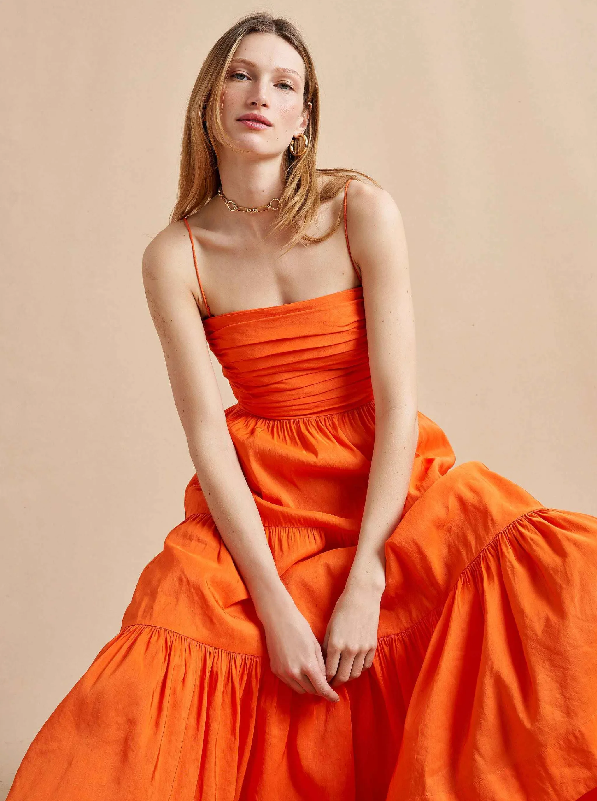La Ligne Midi Dresses*Sleeveless Sofia Dress Tangerine