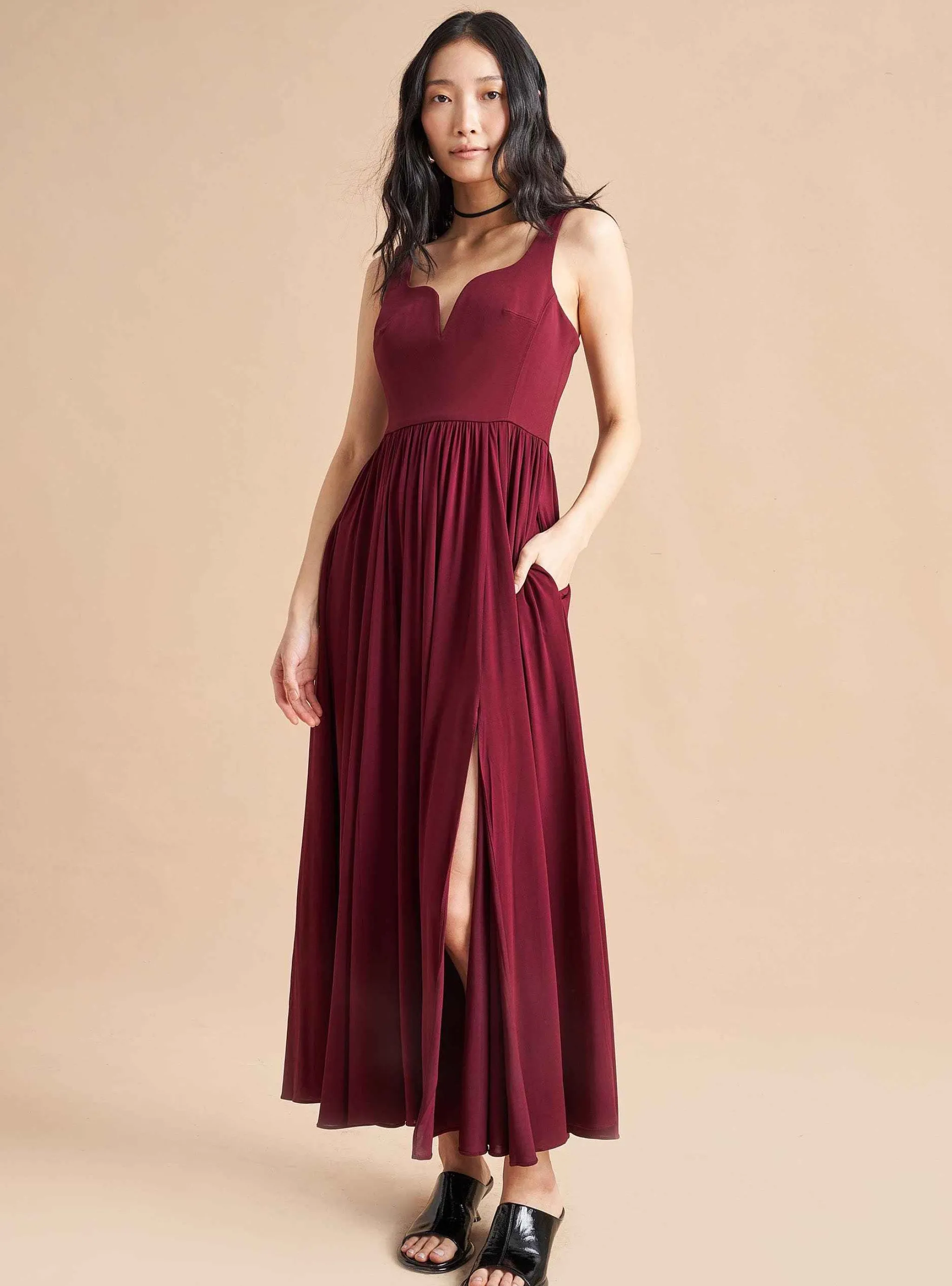 La Ligne Midi Dresses*Carey Dress Burgundy