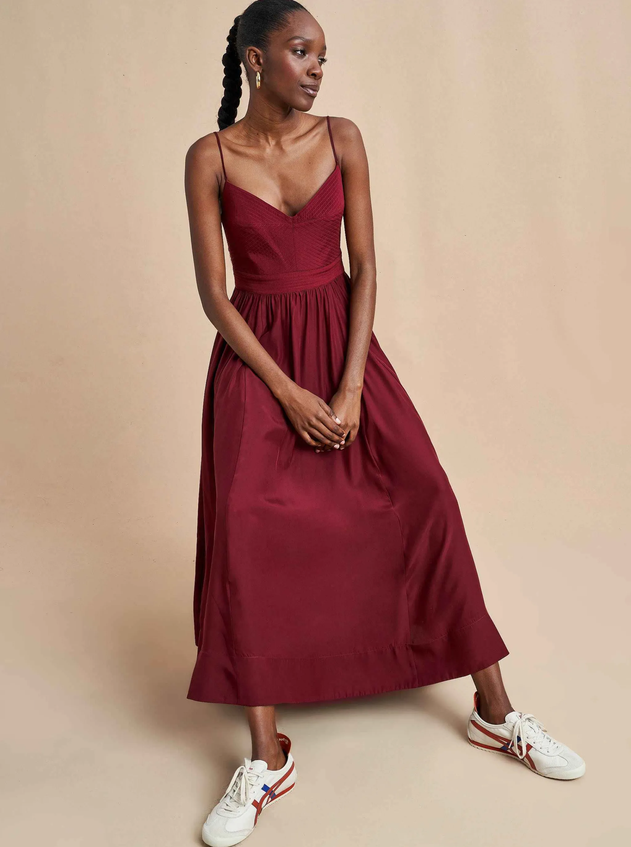 La Ligne Midi Dresses*Tracy Dress Burgundy