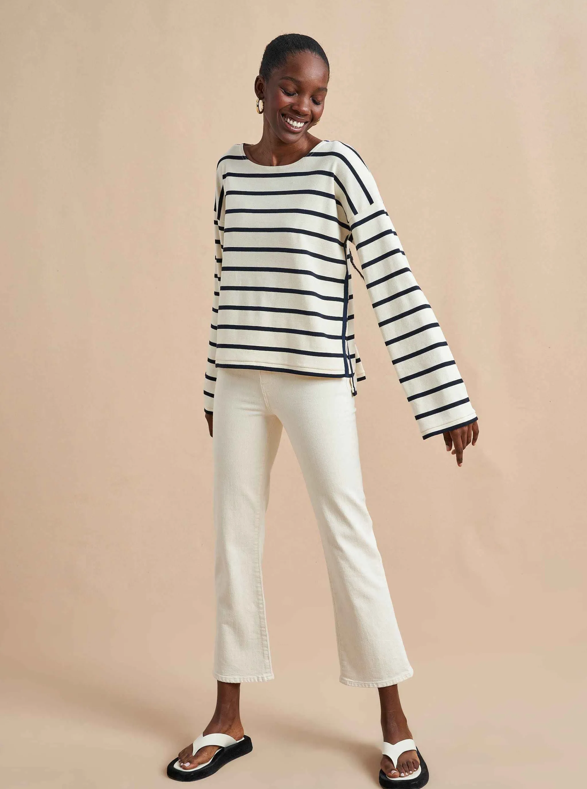 La Ligne Tees*Breton Long Sleeve Tee Cream/Navy