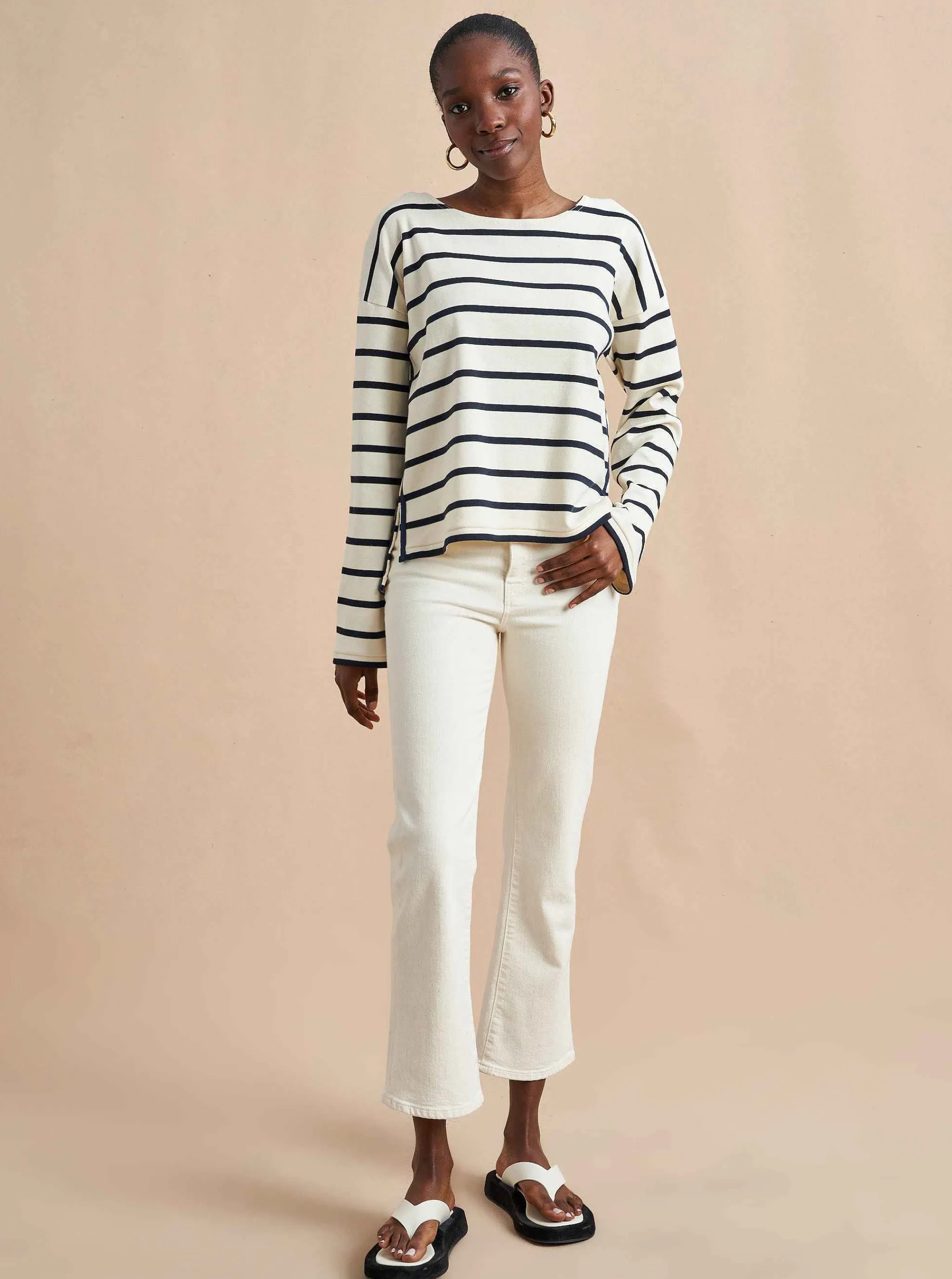 La Ligne Tees*Breton Long Sleeve Tee Cream/Navy