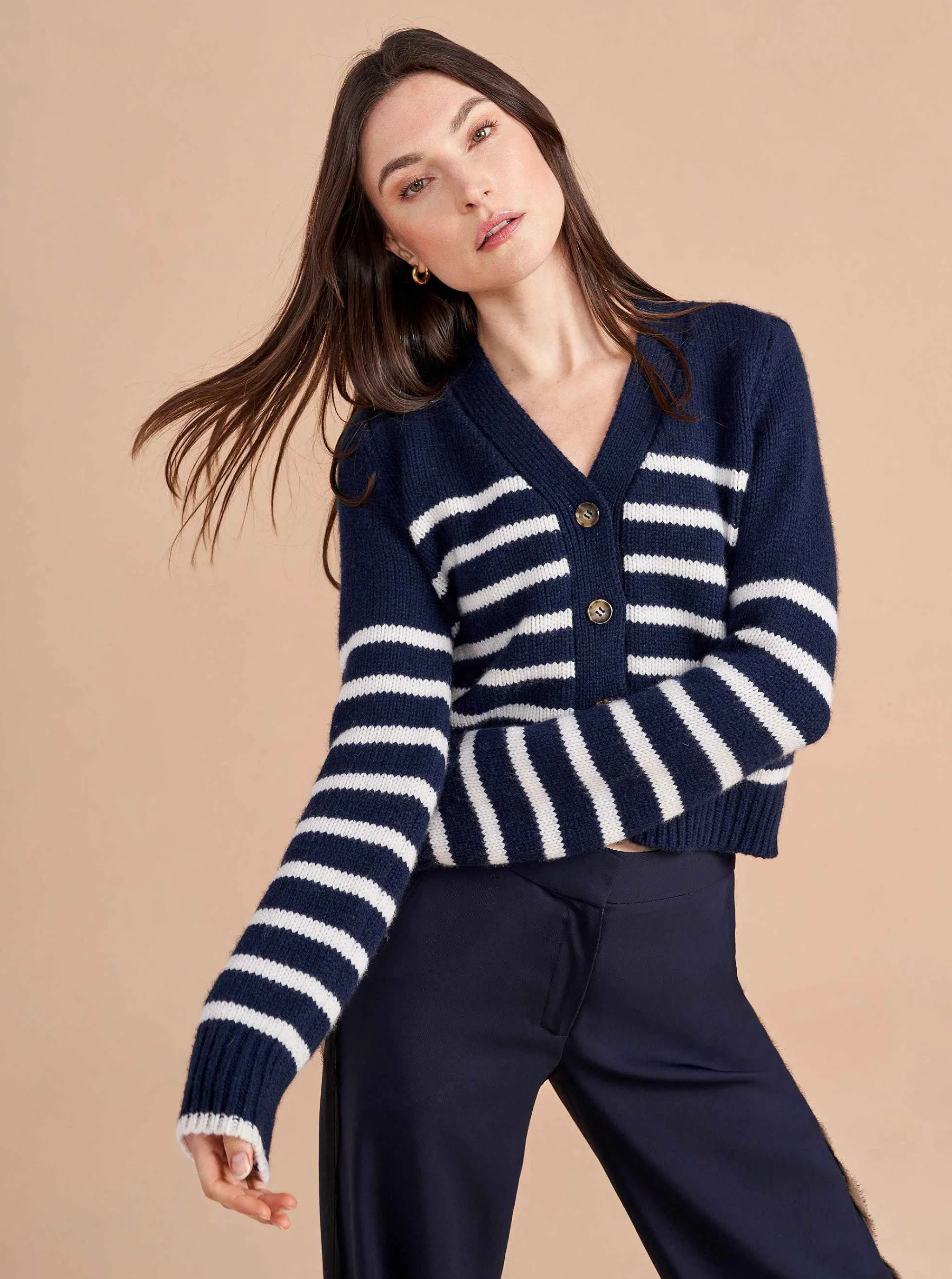 La Ligne Cardigans*Mini Marin Cardigan Navy/Cream