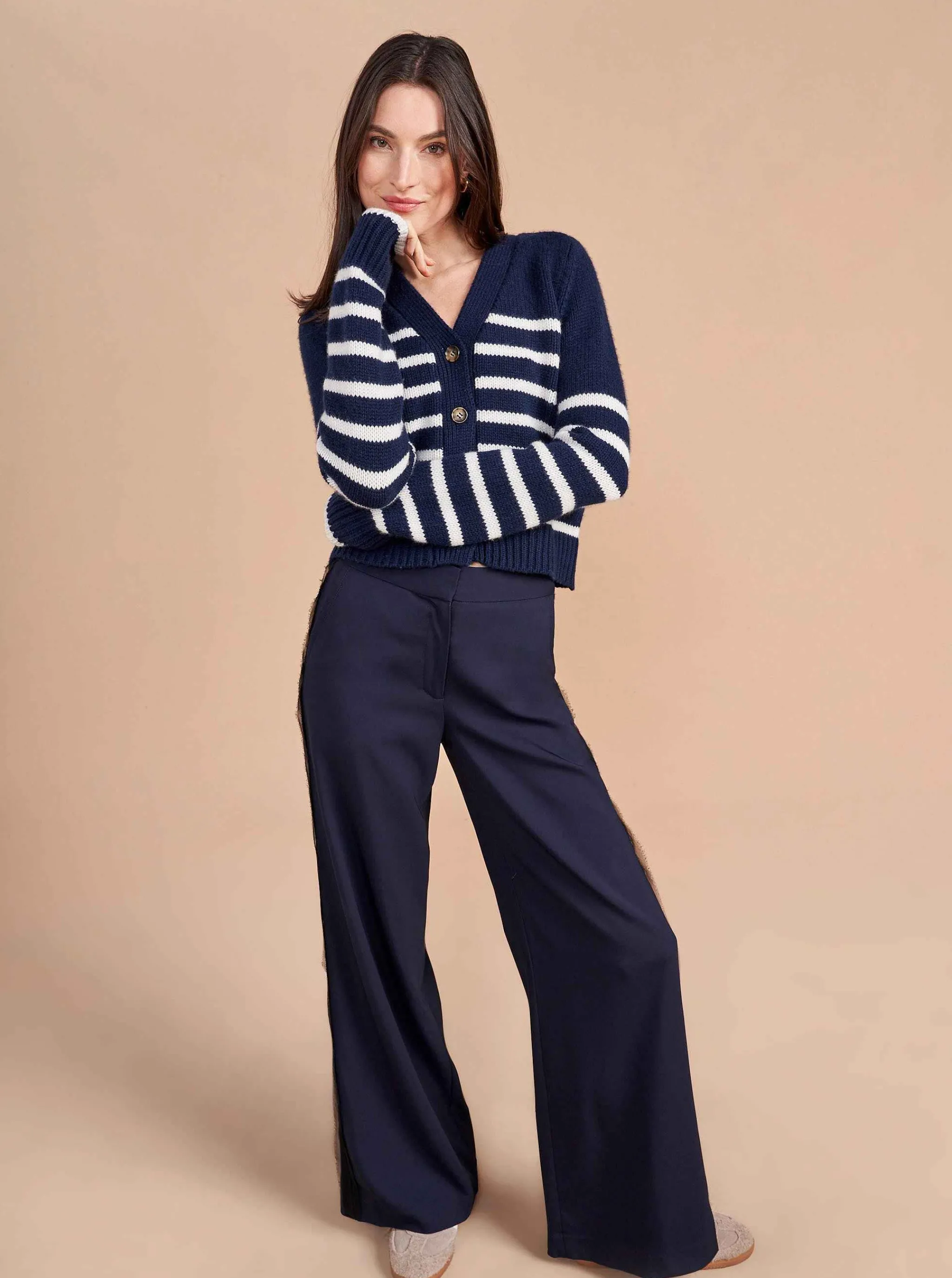 La Ligne Cardigans*Mini Marin Cardigan Navy/Cream