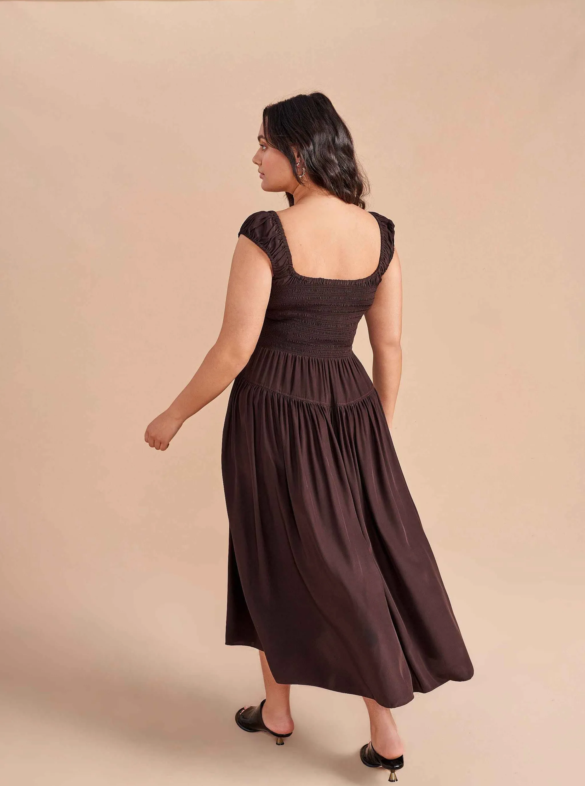 La Ligne Midi Dresses*Silk Vivian Dress Chocolate