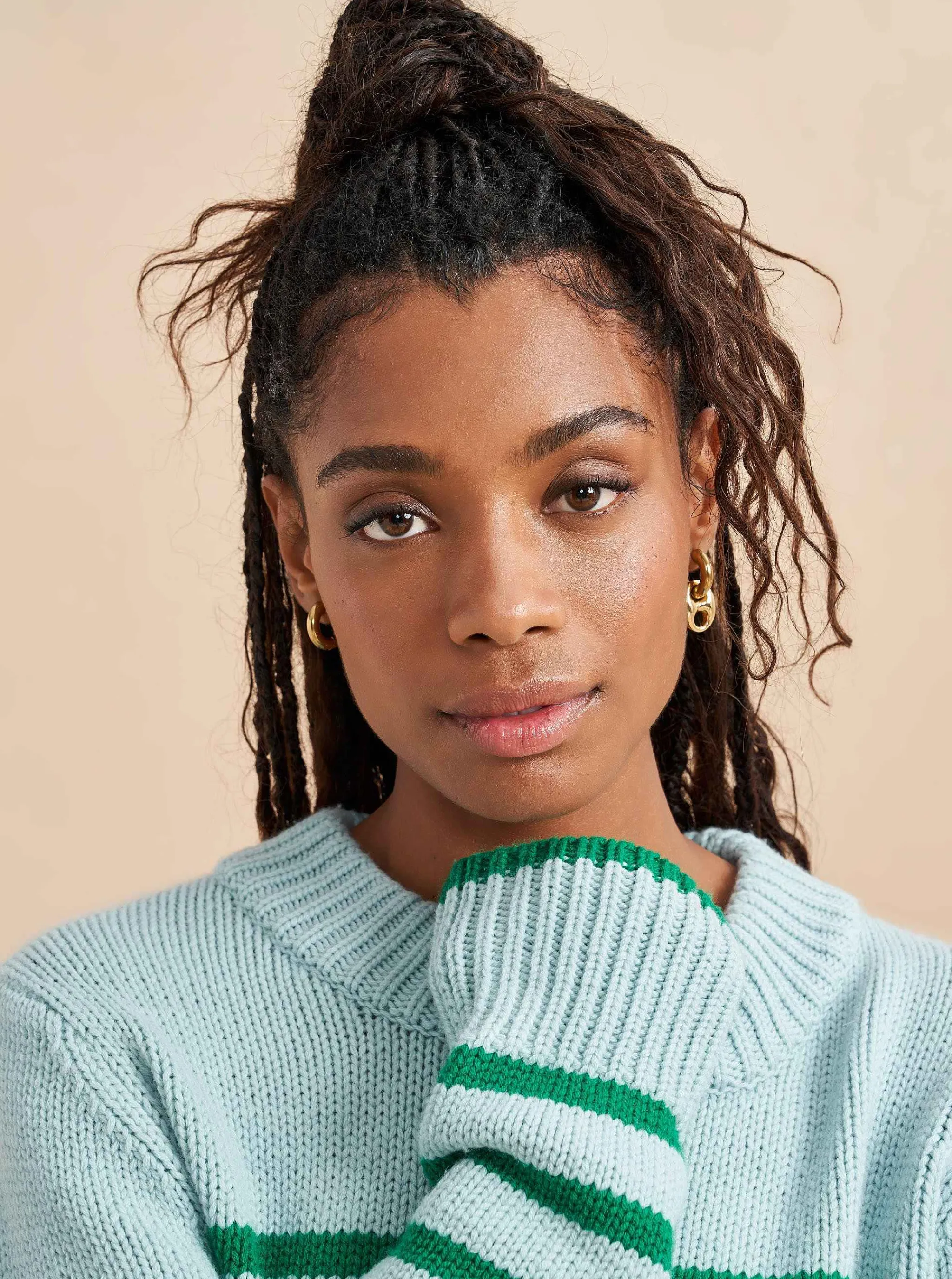 La Ligne Sweaters*Mini Marin Sweater Pale-Blue/Kelly-Green