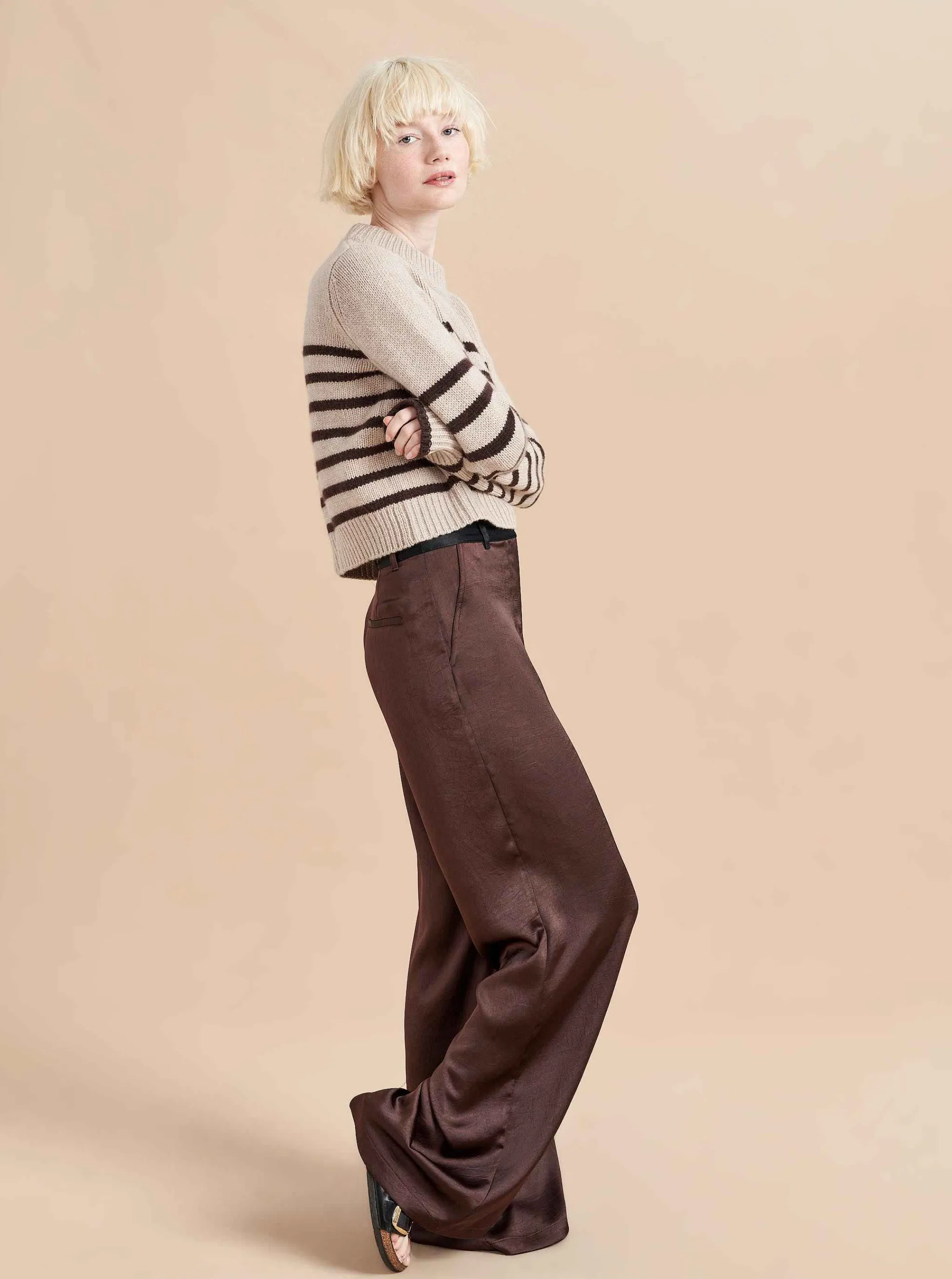 La Ligne Sweaters*Mini Marin Sweater Tan/Chocolate