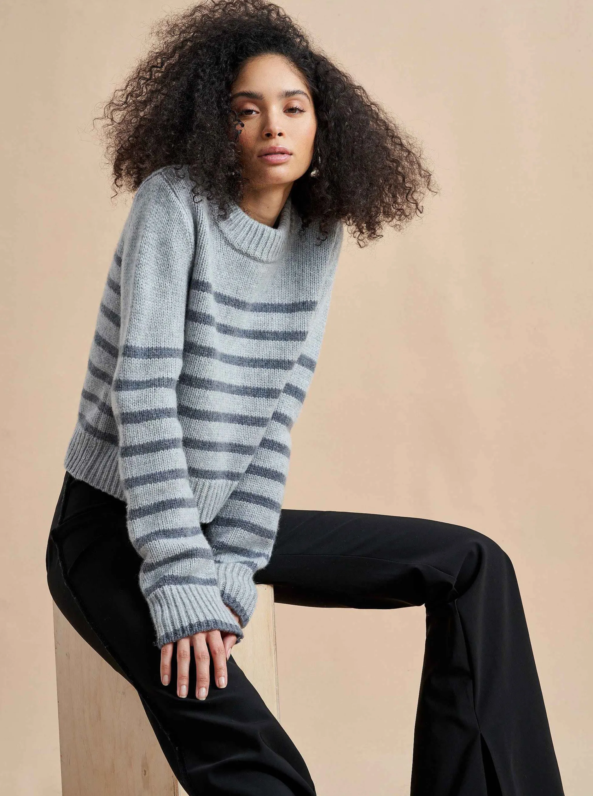 La Ligne Sweaters*Mini Marin Sweater Grey/Dark Grey