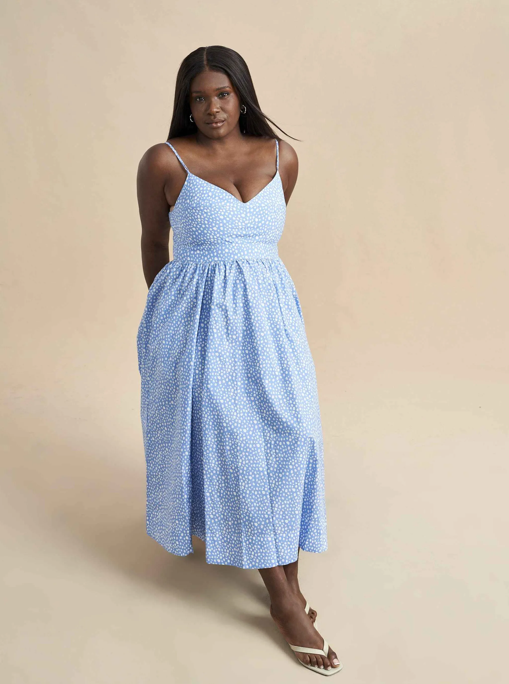 La Ligne Midi Dresses*Tracy Dress Cornflower Dot