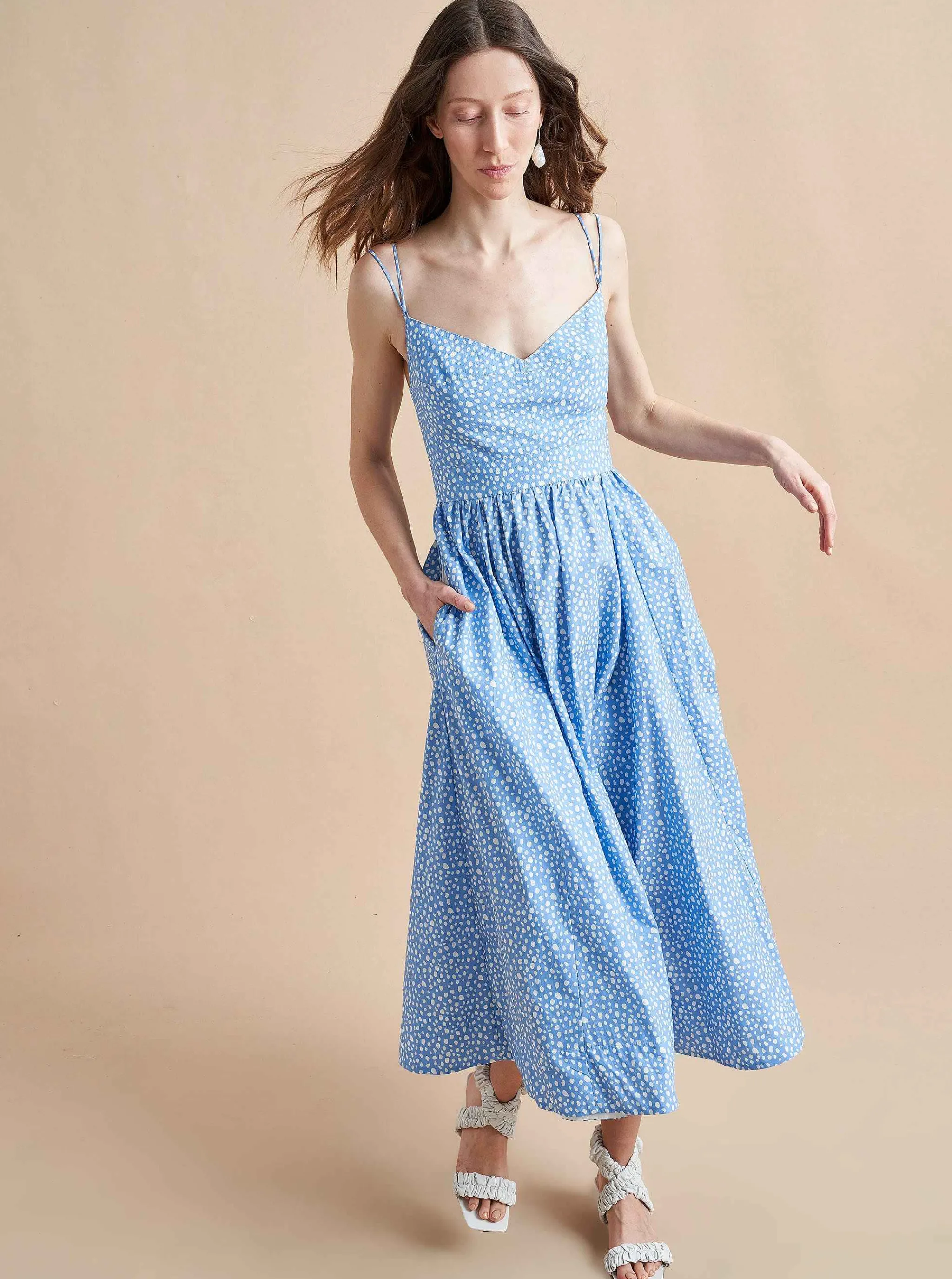 La Ligne Midi Dresses*Tracy Dress Cornflower Dot