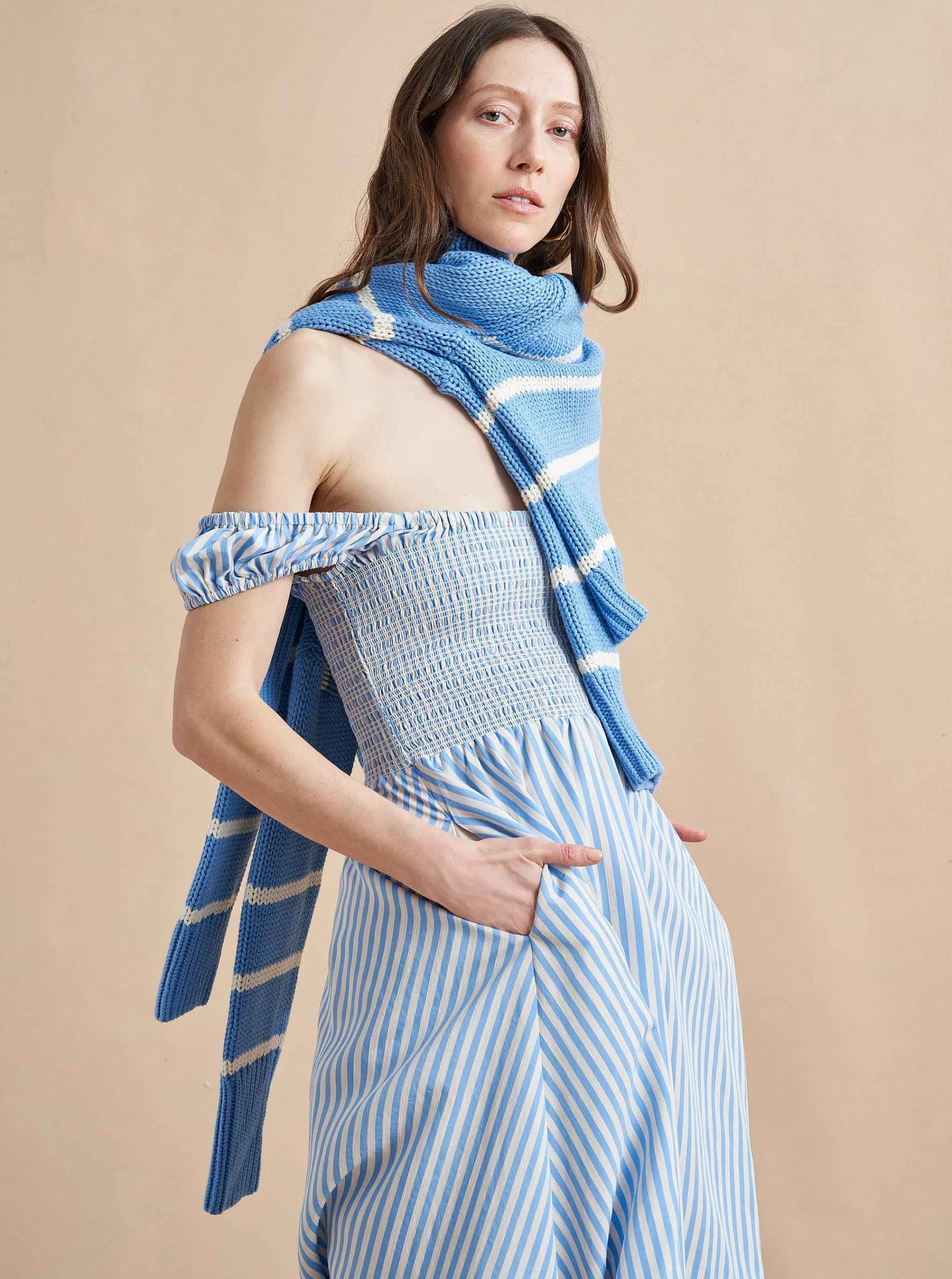 La Ligne Midi Dresses*Vivian Dress Cornflower/Stripe