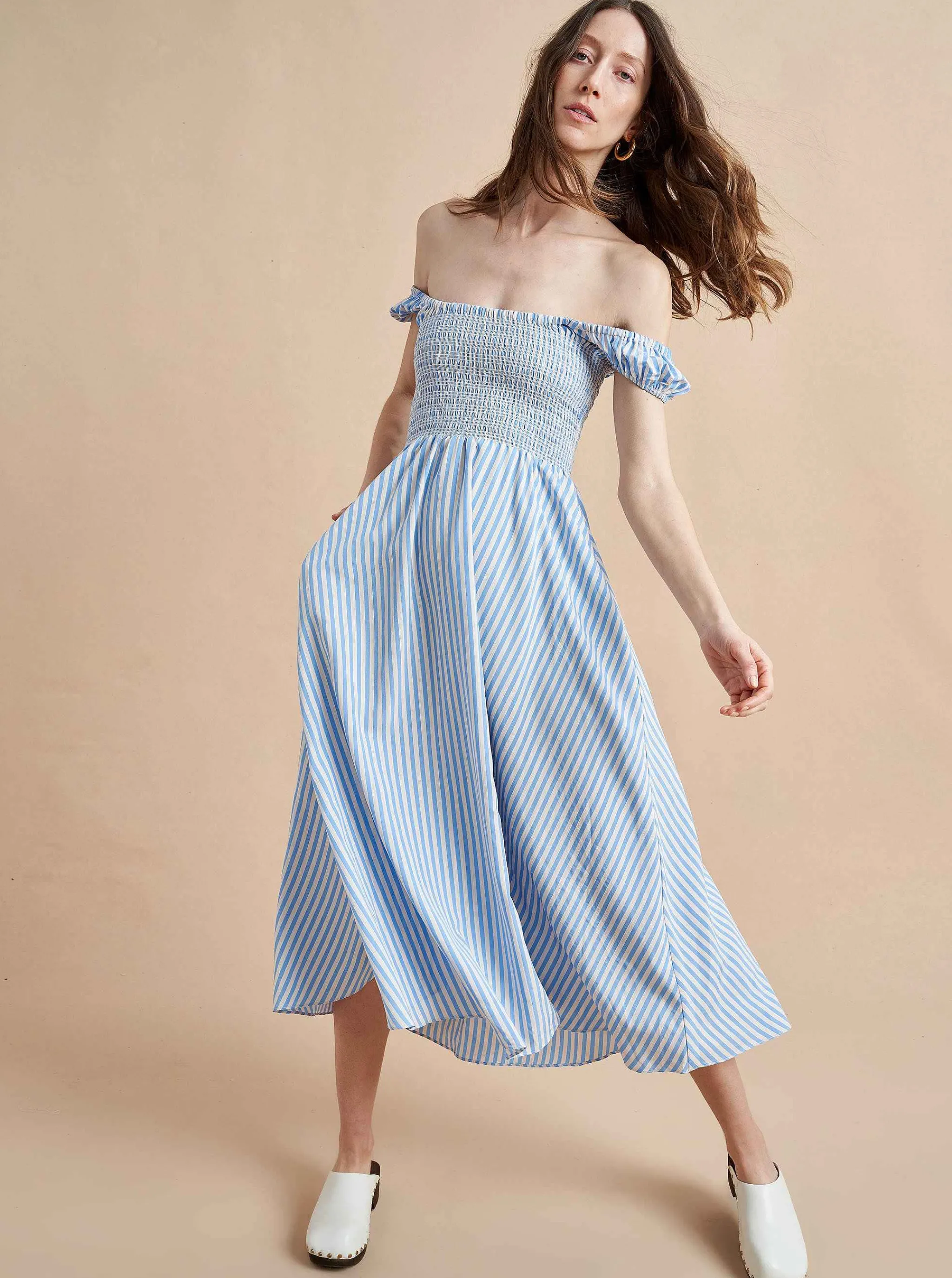 La Ligne Midi Dresses*Vivian Dress Cornflower/Stripe