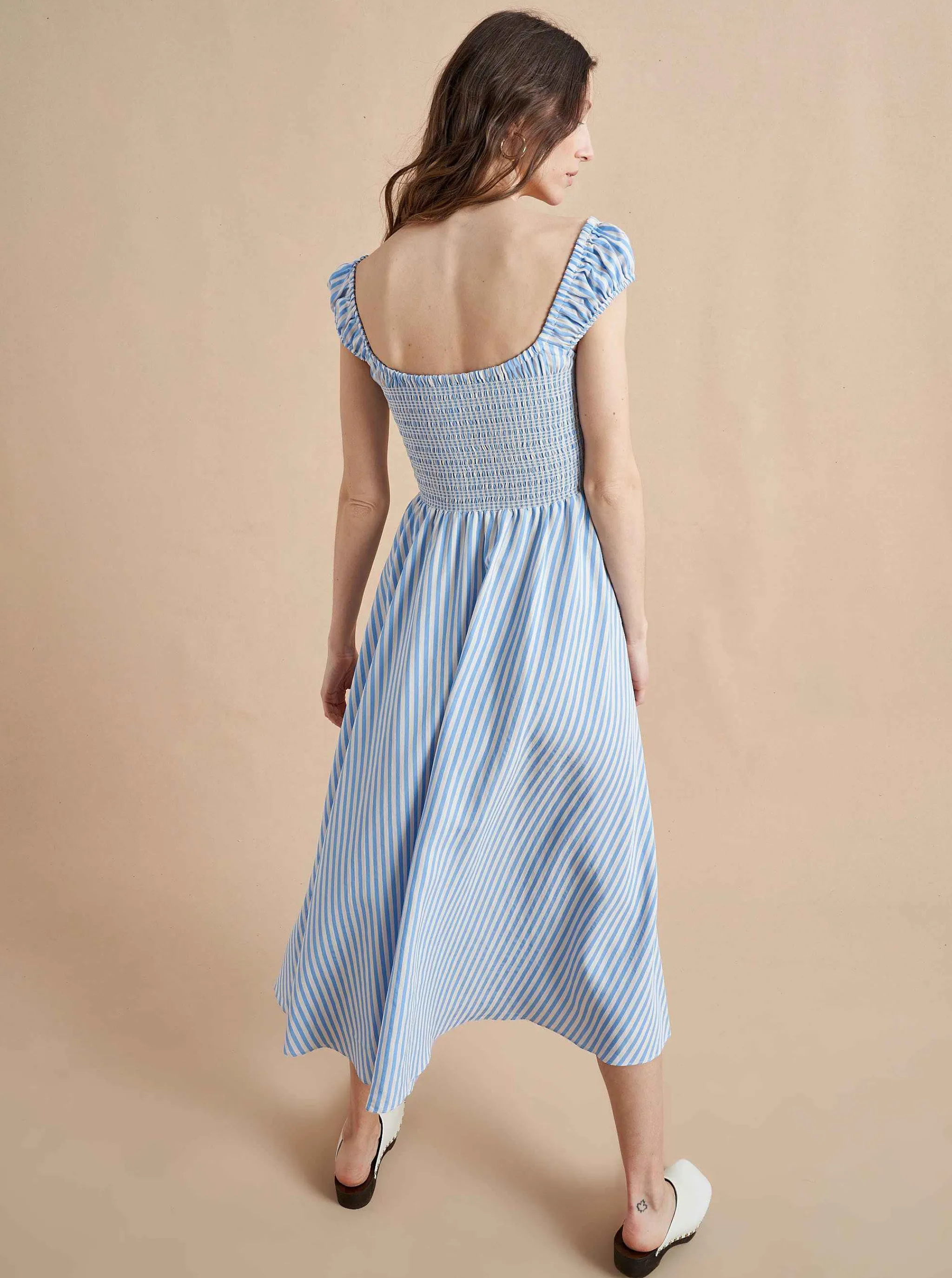 La Ligne Midi Dresses*Vivian Dress Cornflower/Stripe