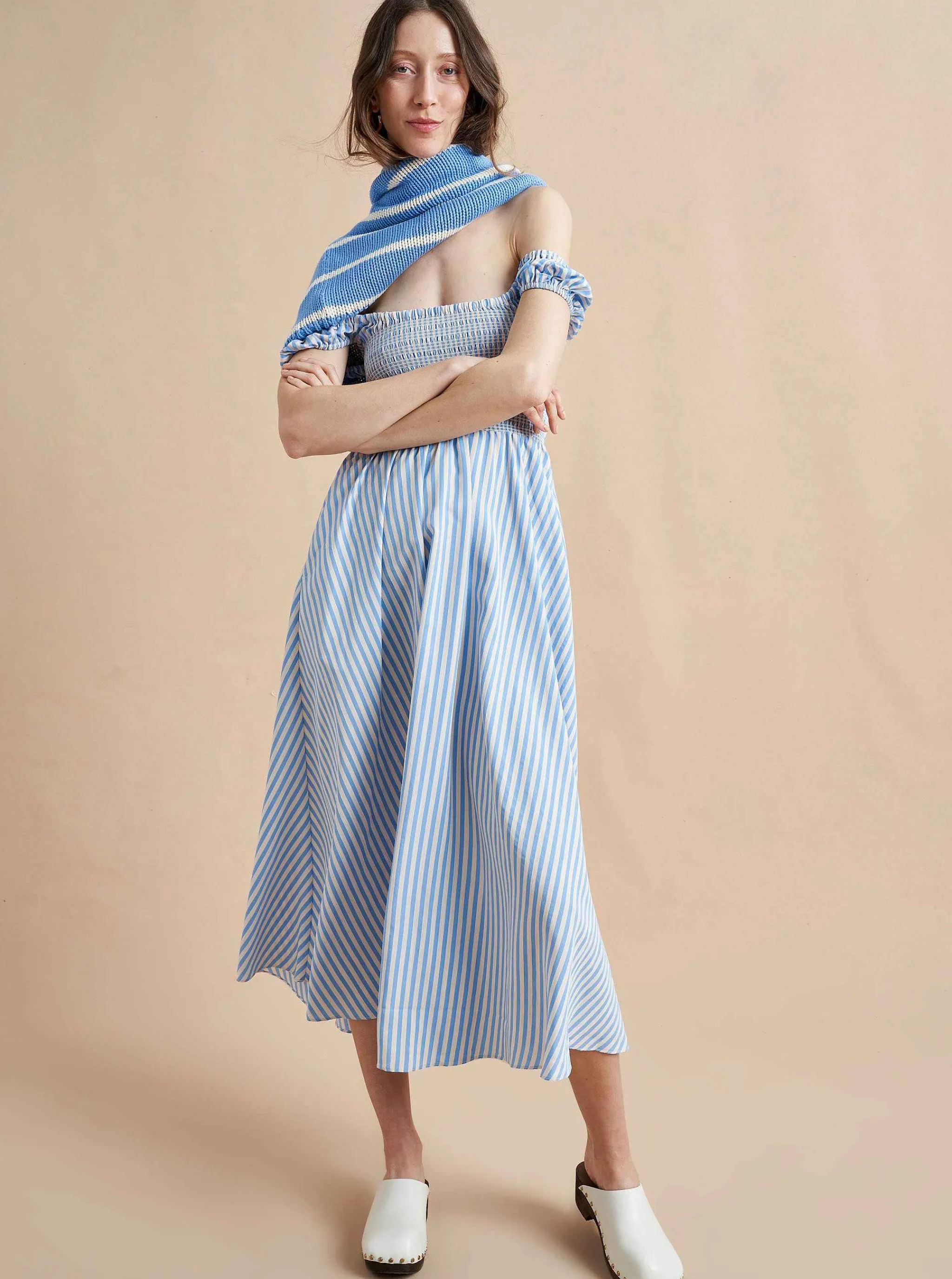 La Ligne Midi Dresses*Vivian Dress Cornflower/Stripe