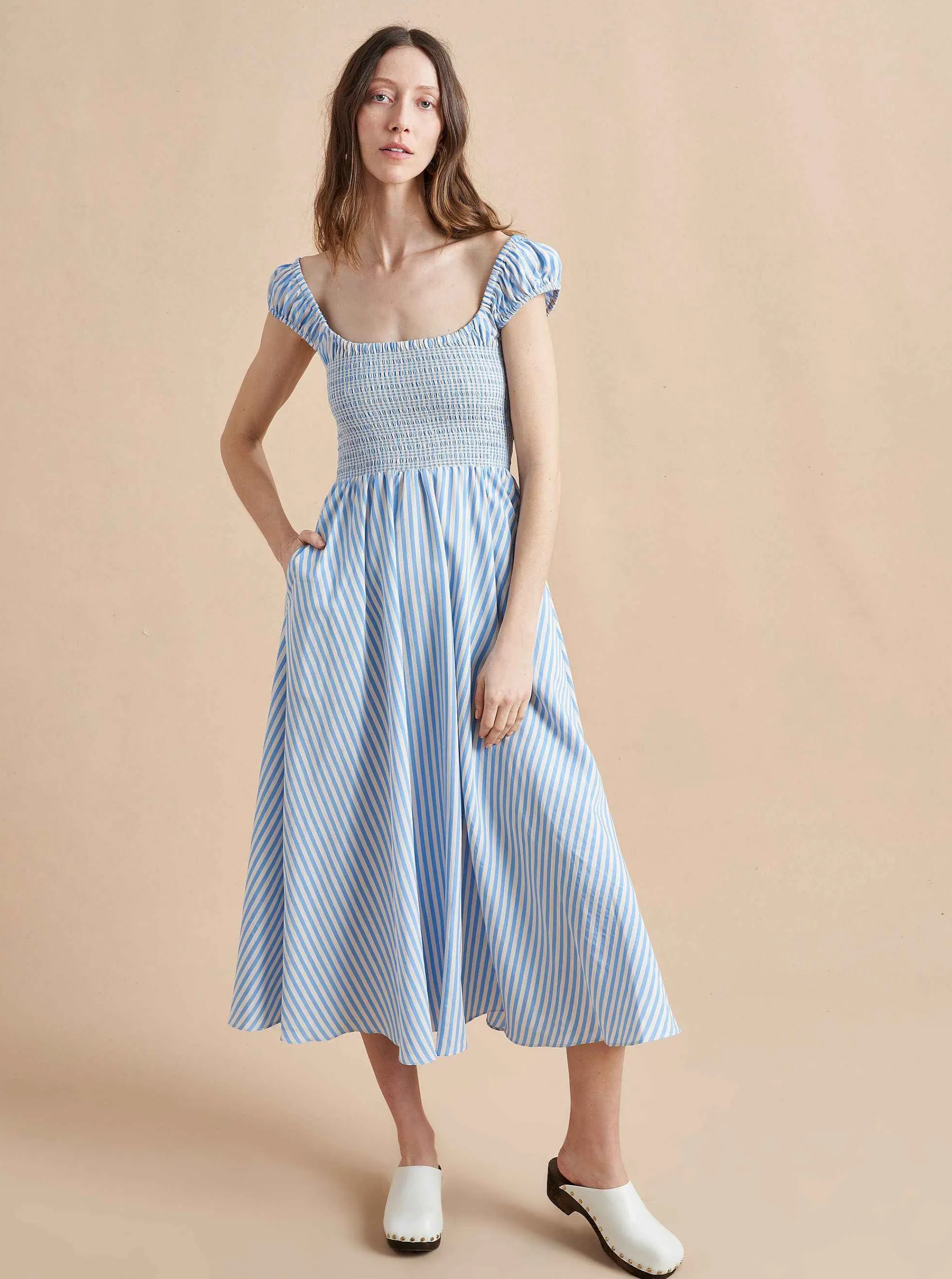 La Ligne Midi Dresses*Vivian Dress Cornflower/Stripe