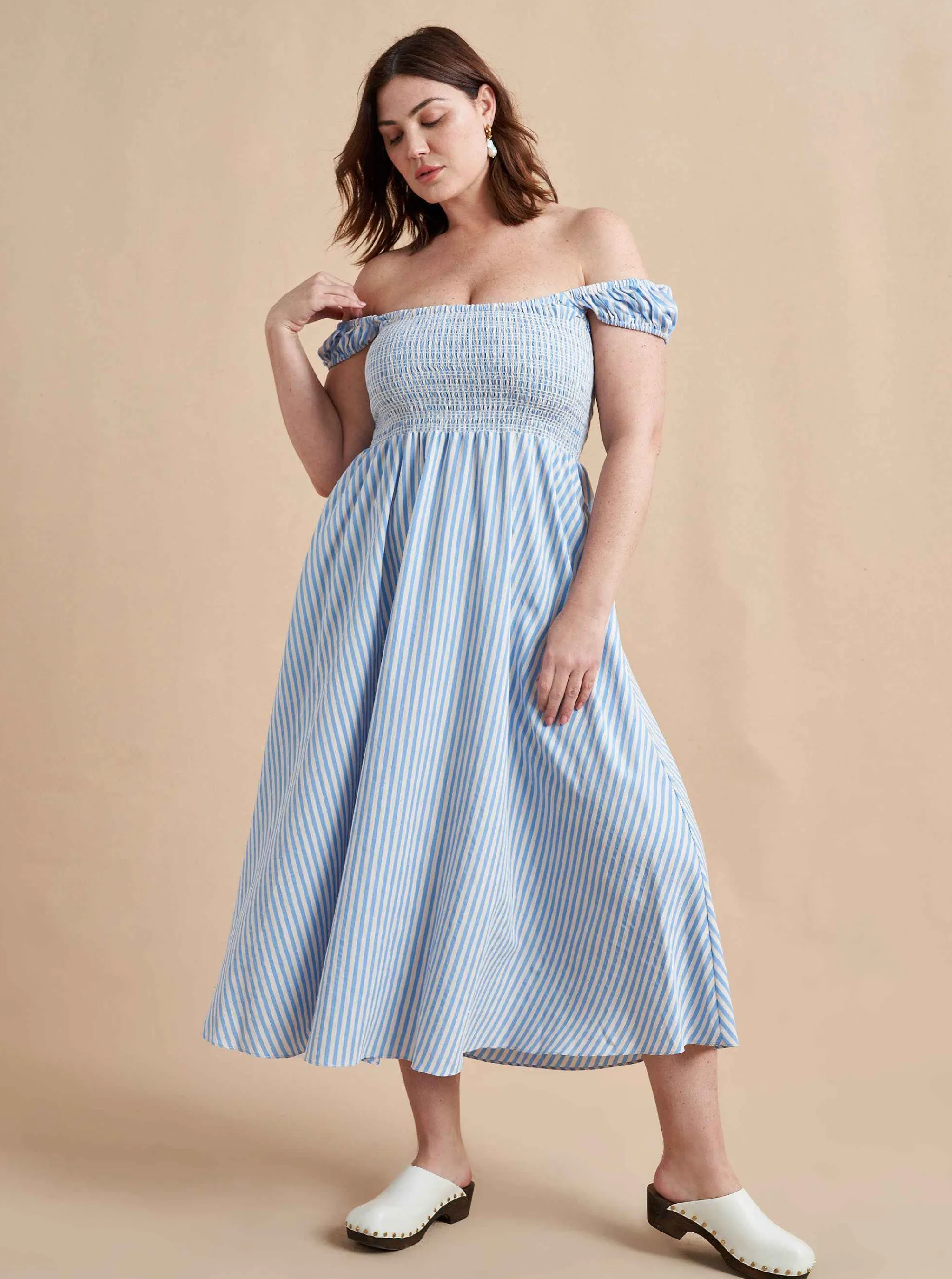 La Ligne Midi Dresses*Vivian Dress Cornflower/Stripe