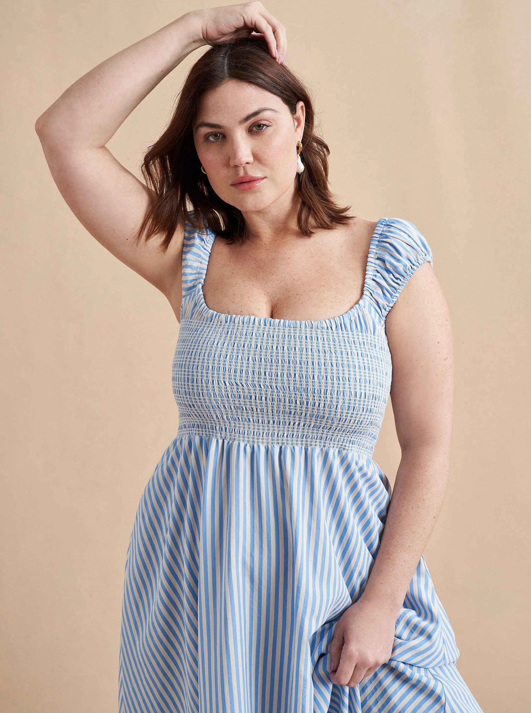 La Ligne Midi Dresses*Vivian Dress Cornflower/Stripe