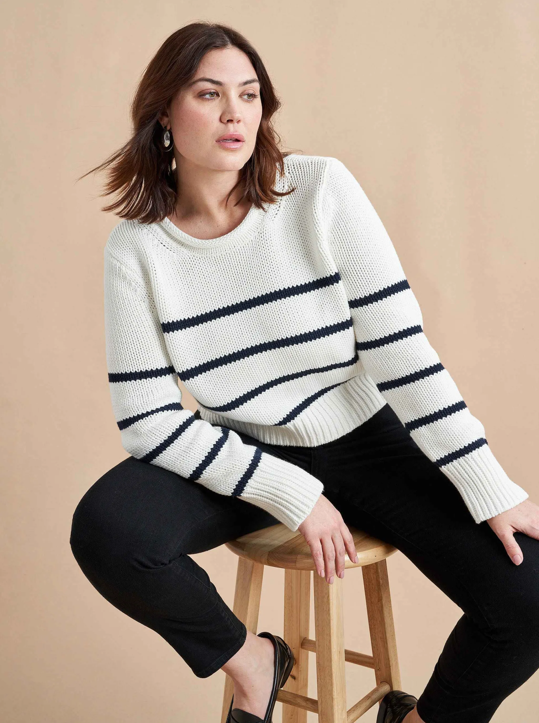 La Ligne Sweaters*Mini Marina Sweater Ivory/Navy