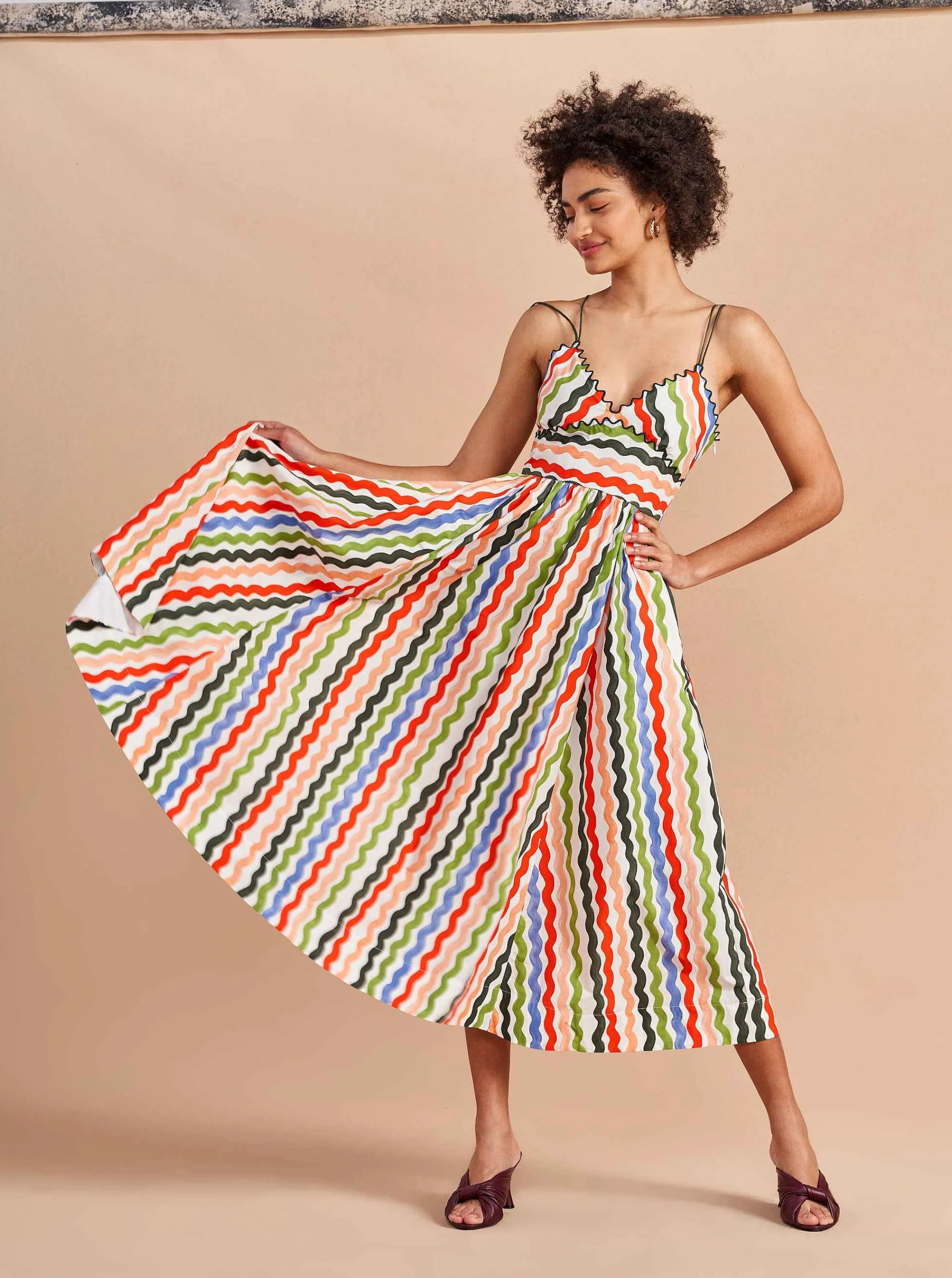 La Ligne Midi Dresses*Jamie Dress Squiggle/Stripe