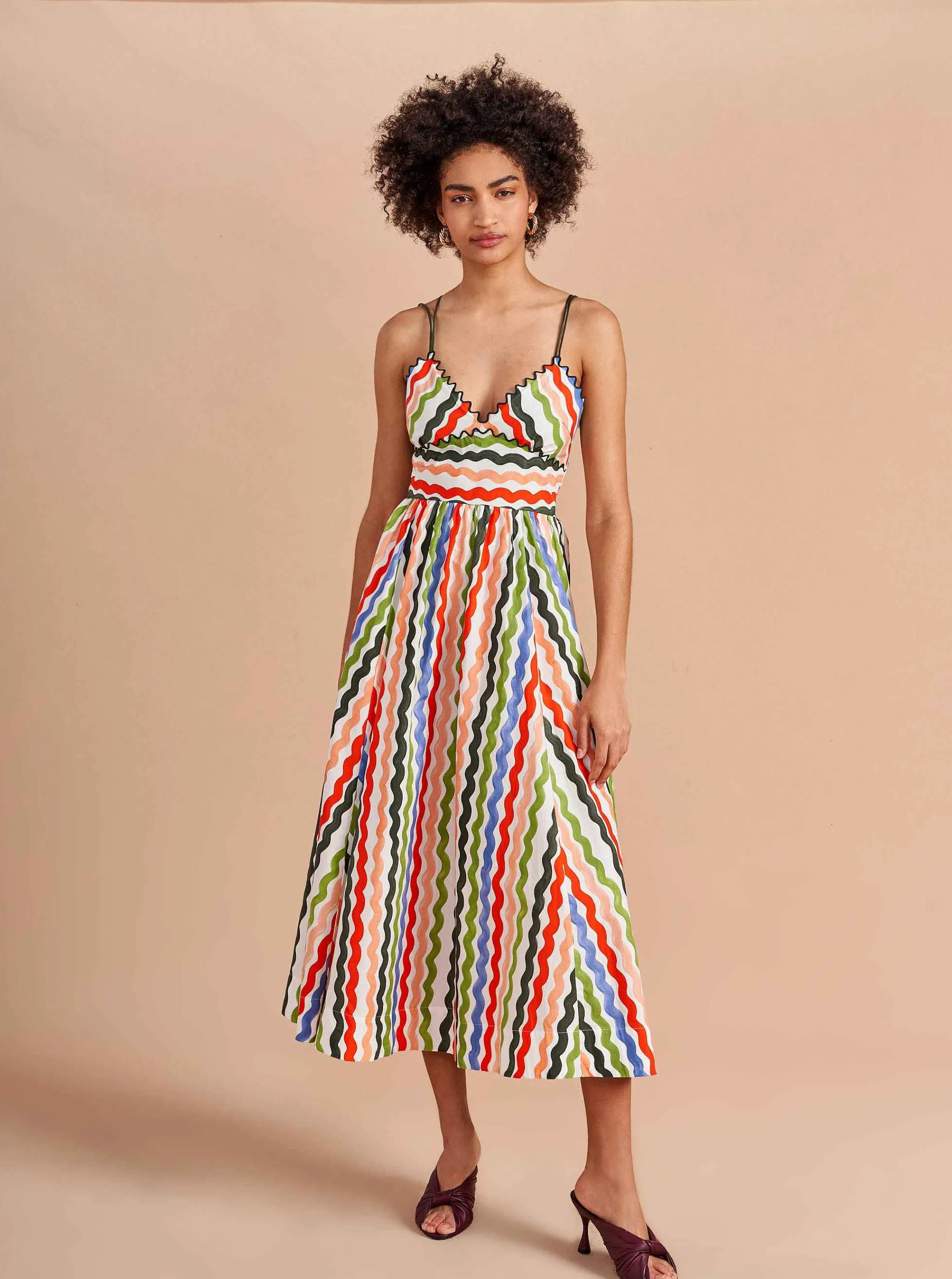 La Ligne Midi Dresses*Jamie Dress Squiggle/Stripe