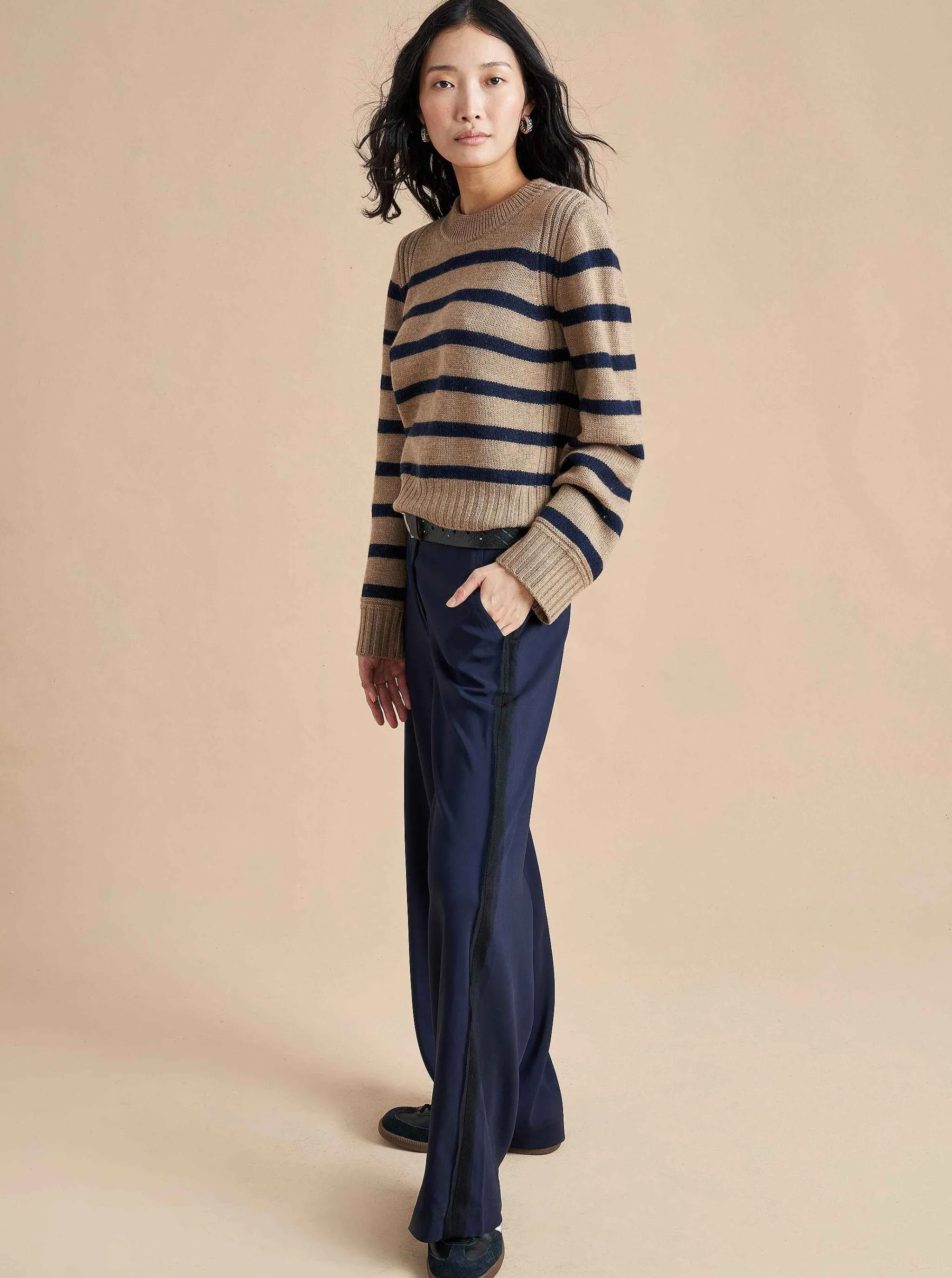 La Ligne Sweaters*Jack Sweater Camel/Navy