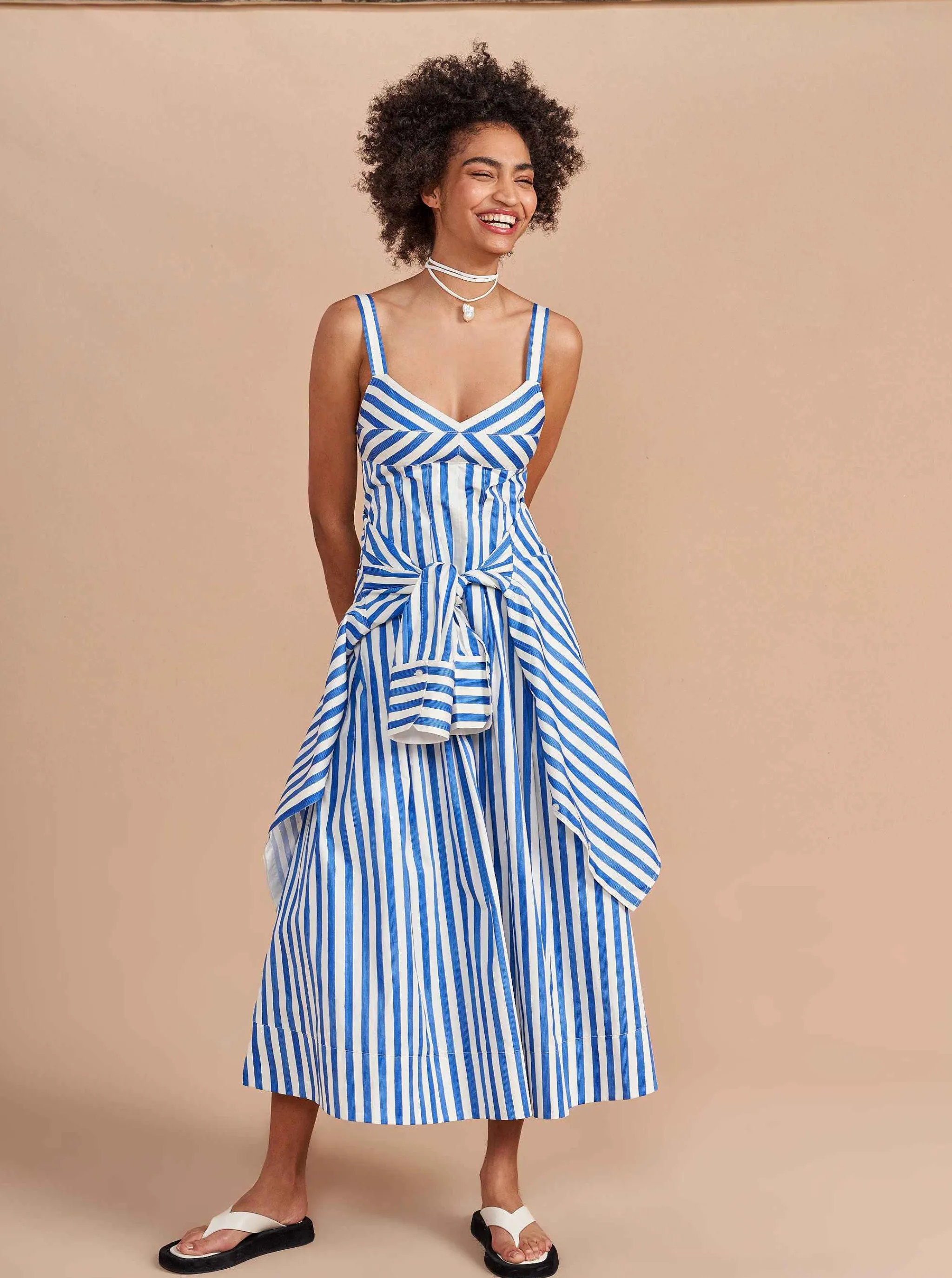 La Ligne Midi Dresses*Madeleine Dress Blue/Stripe