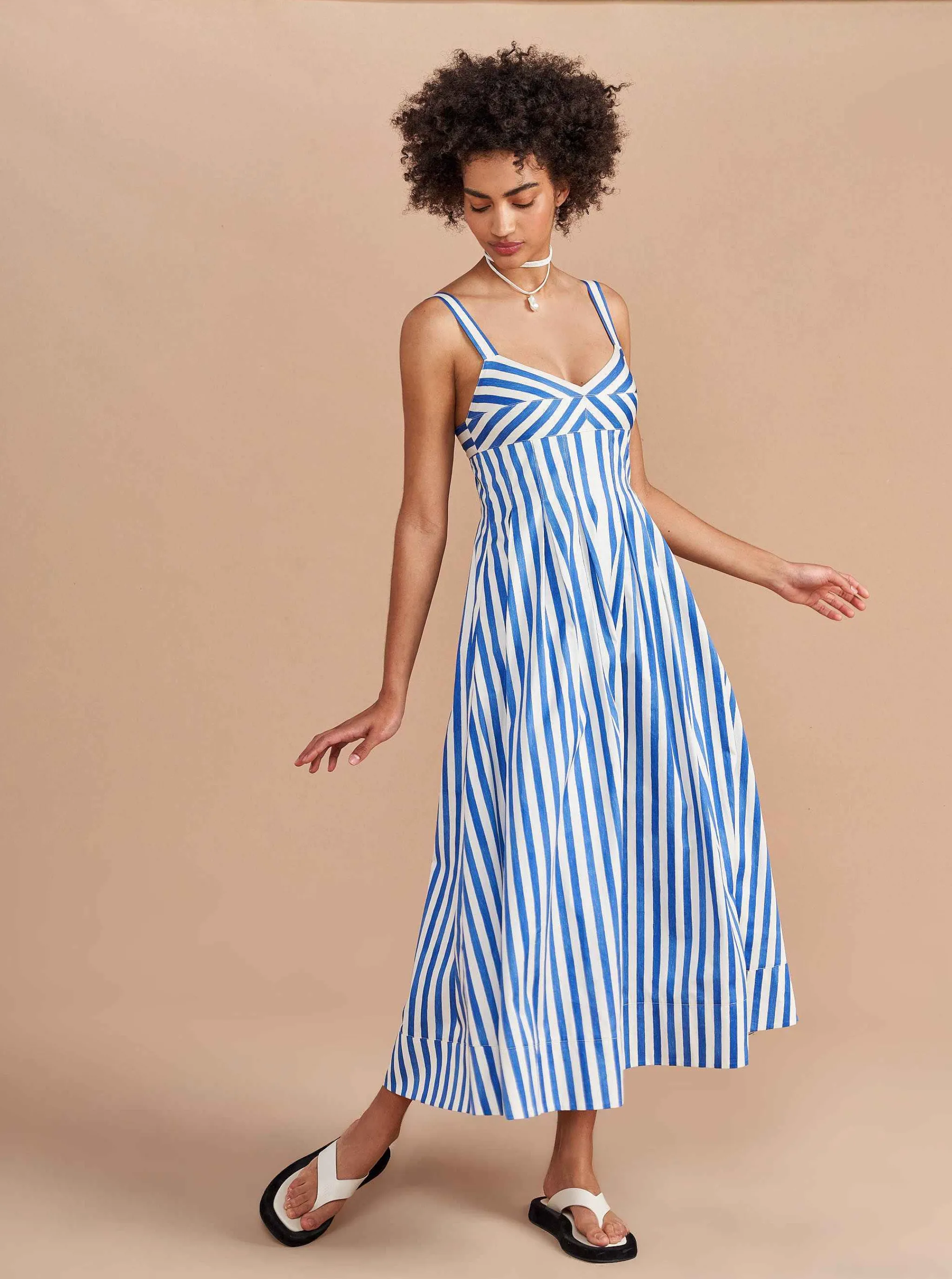La Ligne Midi Dresses*Madeleine Dress Blue/Stripe