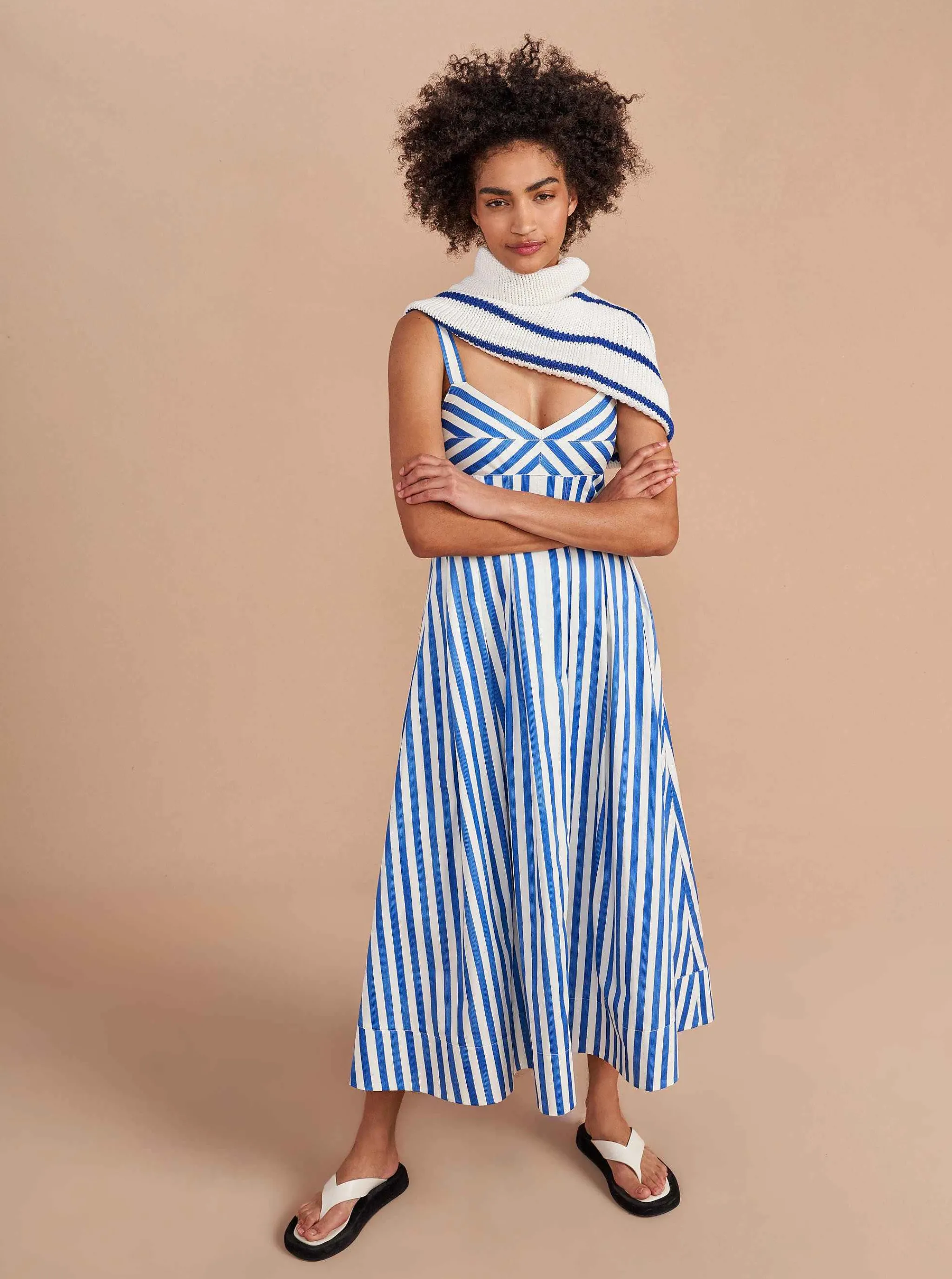 La Ligne Midi Dresses*Madeleine Dress Blue/Stripe