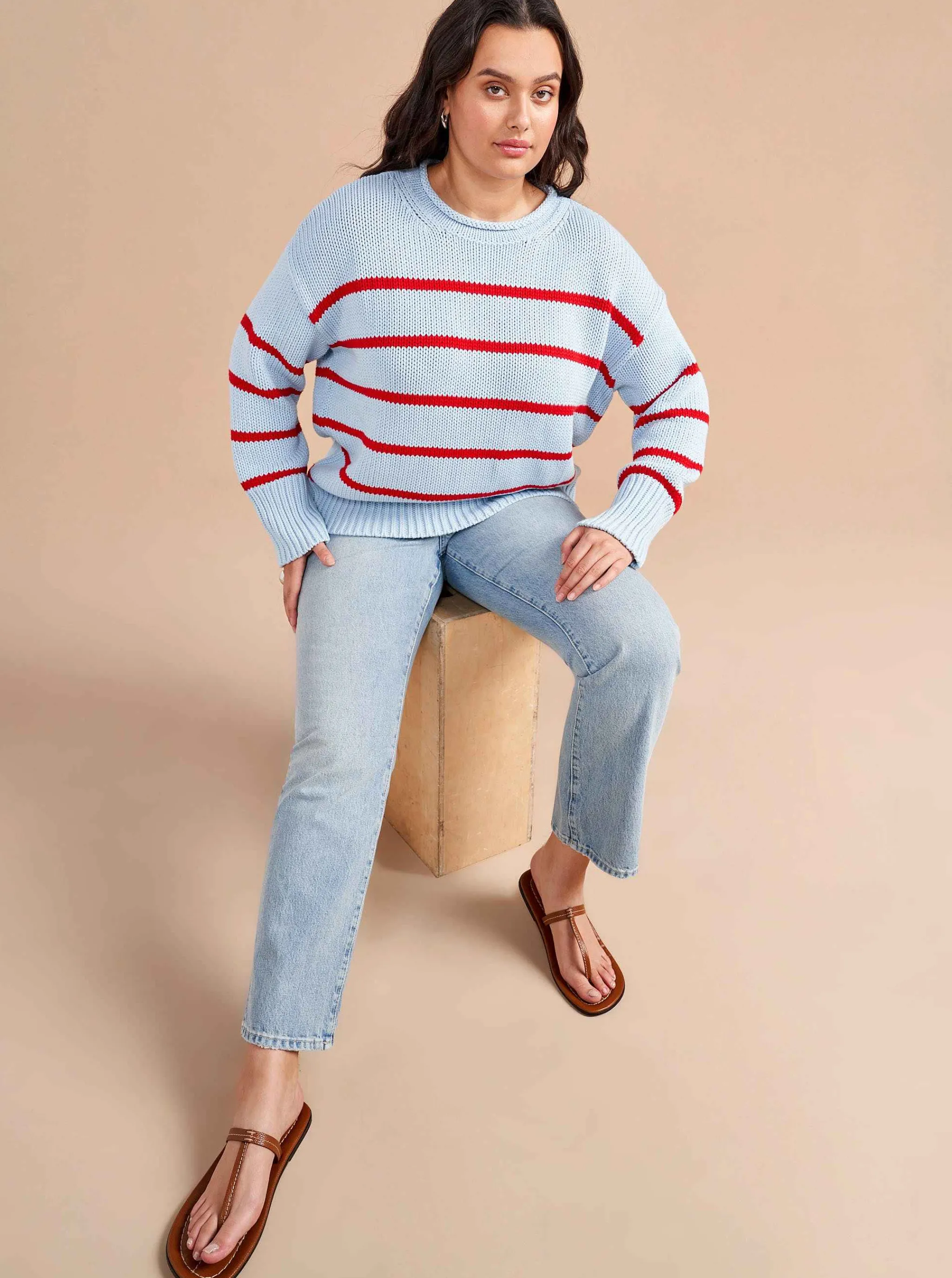 La Ligne Sweaters*Marina Sweater Periwinkle/Poppy