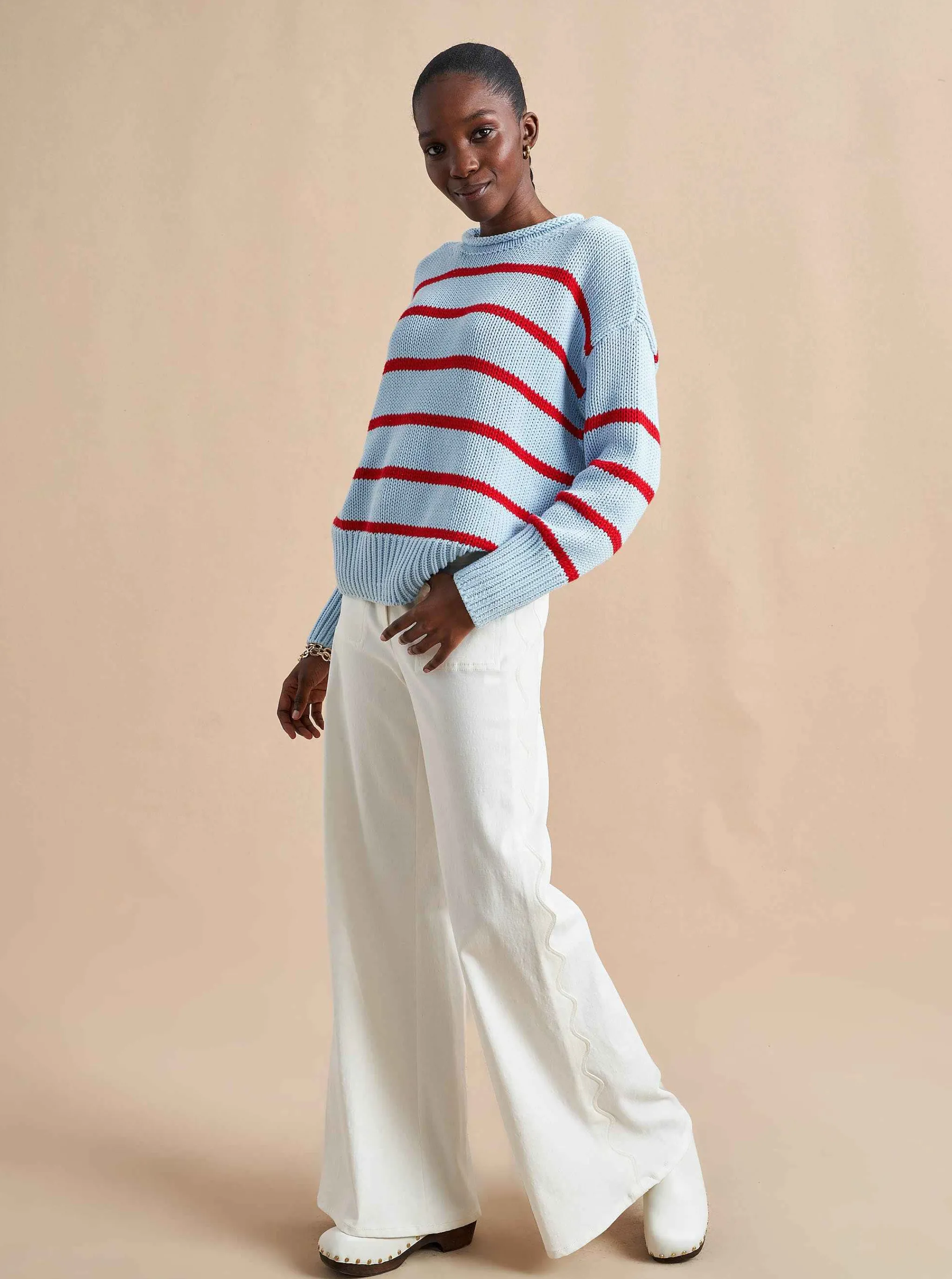 La Ligne Sweaters*Marina Sweater Periwinkle/Poppy