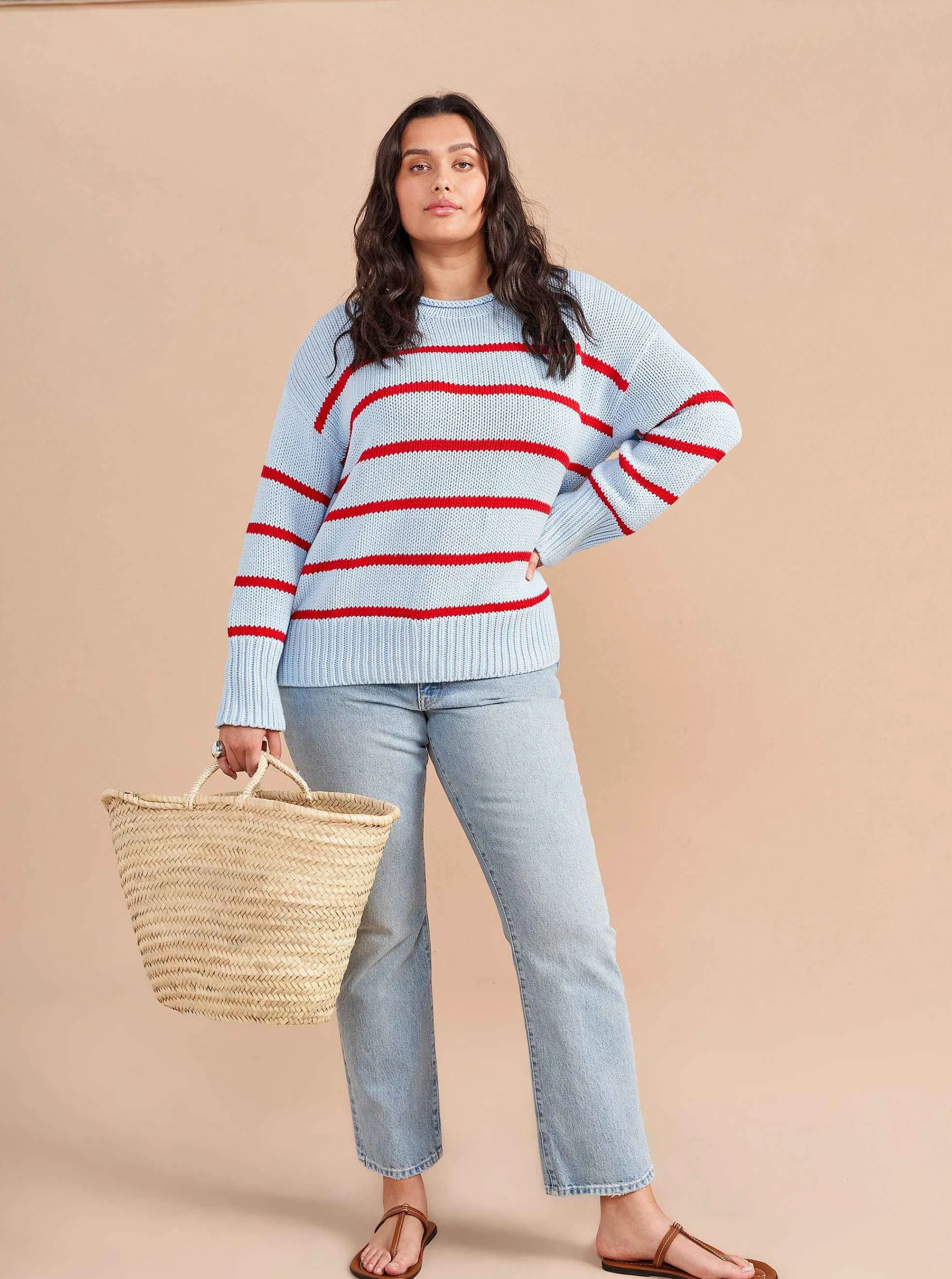 La Ligne Sweaters*Marina Sweater Periwinkle/Poppy