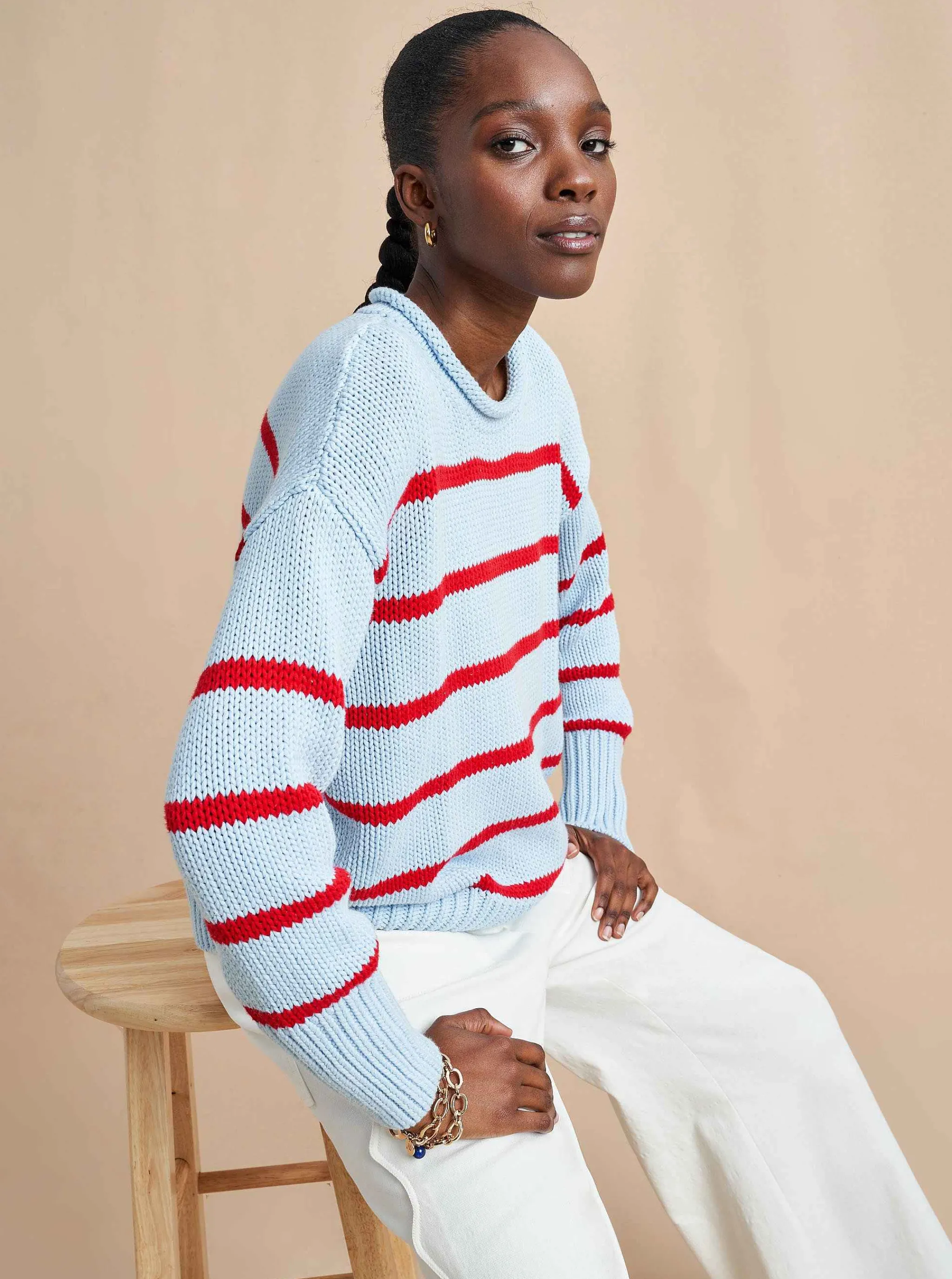 La Ligne Sweaters*Marina Sweater Periwinkle/Poppy