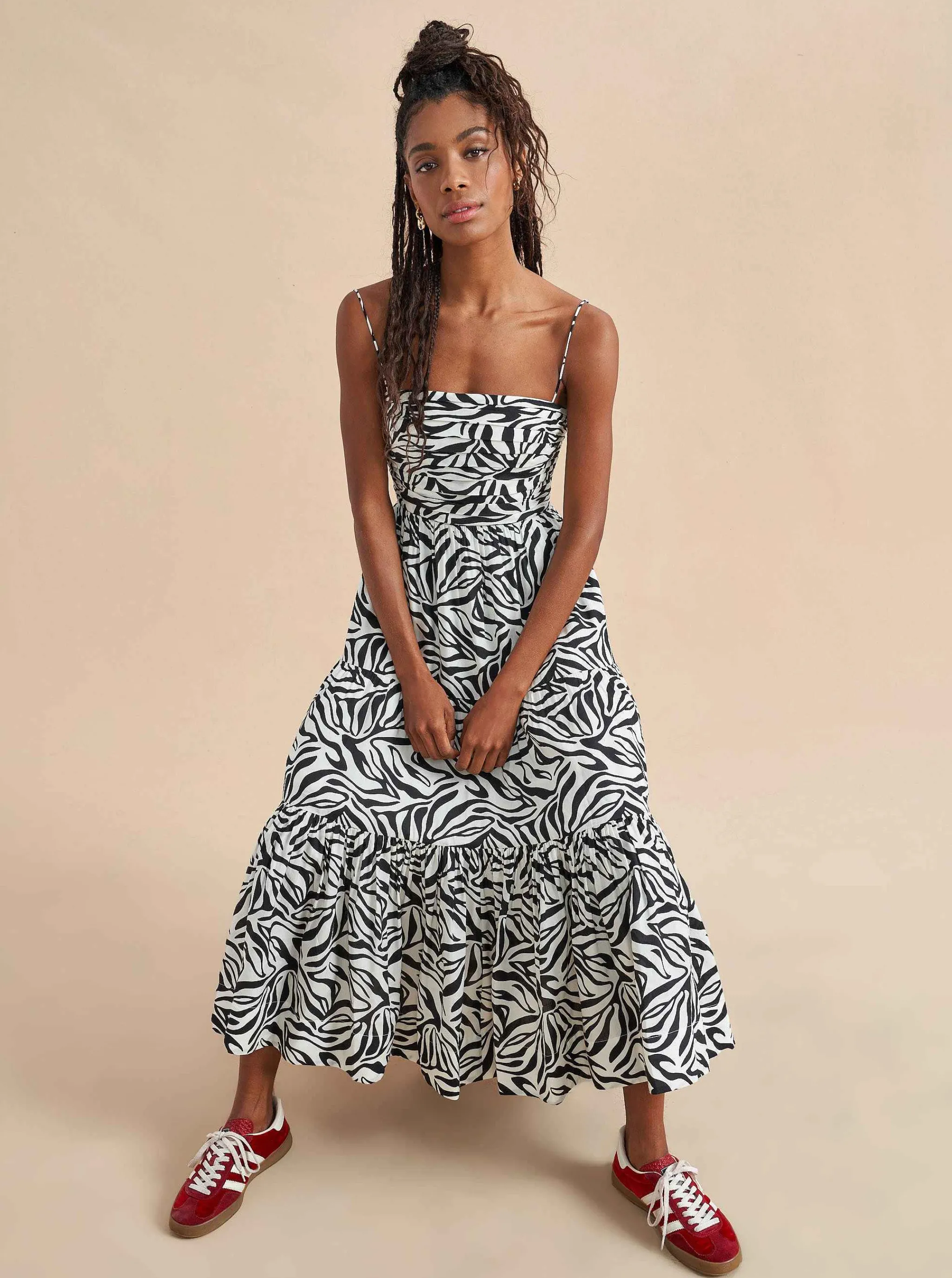 La Ligne Midi Dresses*Sleeveless Sofia Dress Ivory/Black