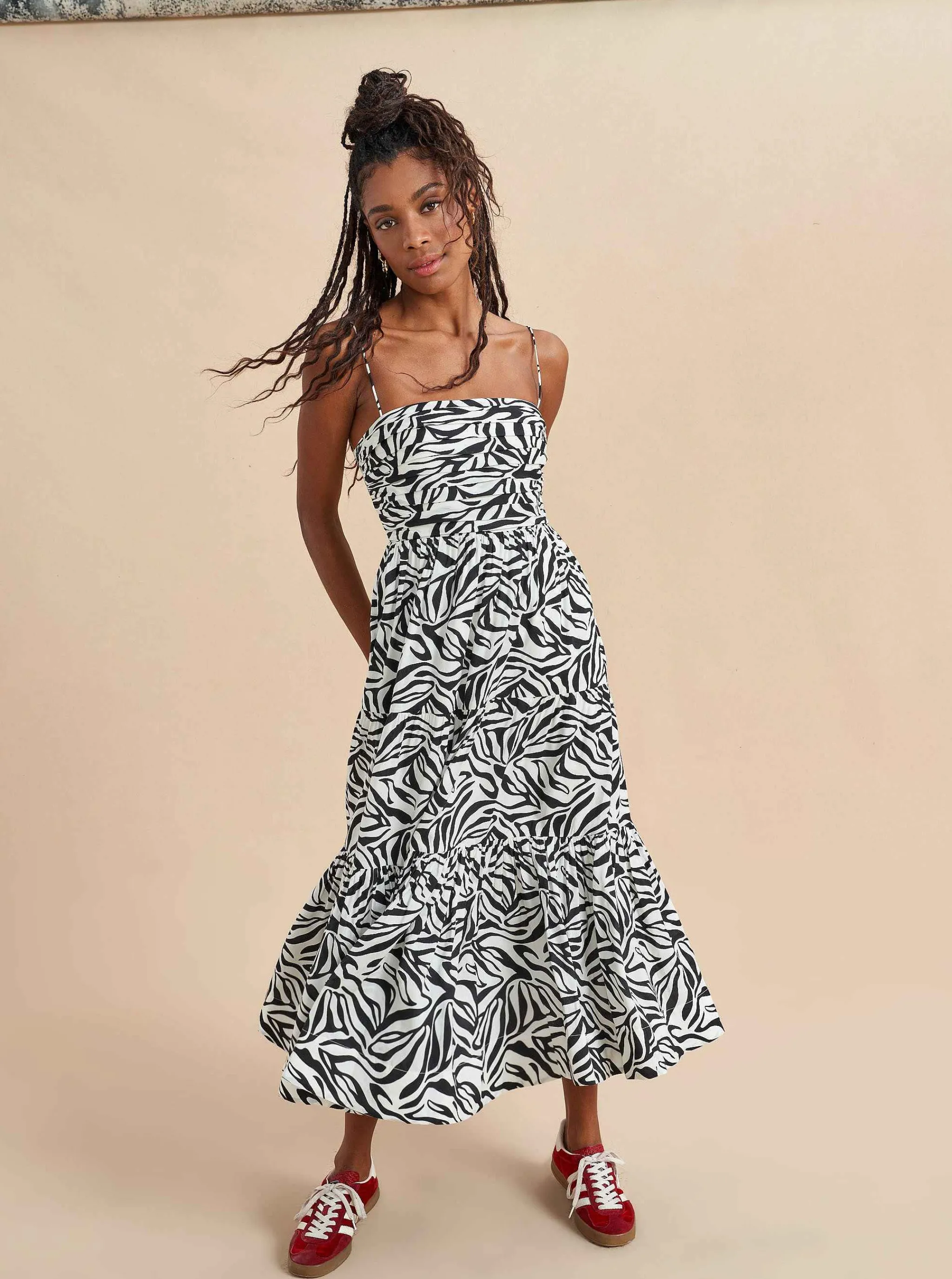 La Ligne Midi Dresses*Sleeveless Sofia Dress Ivory/Black