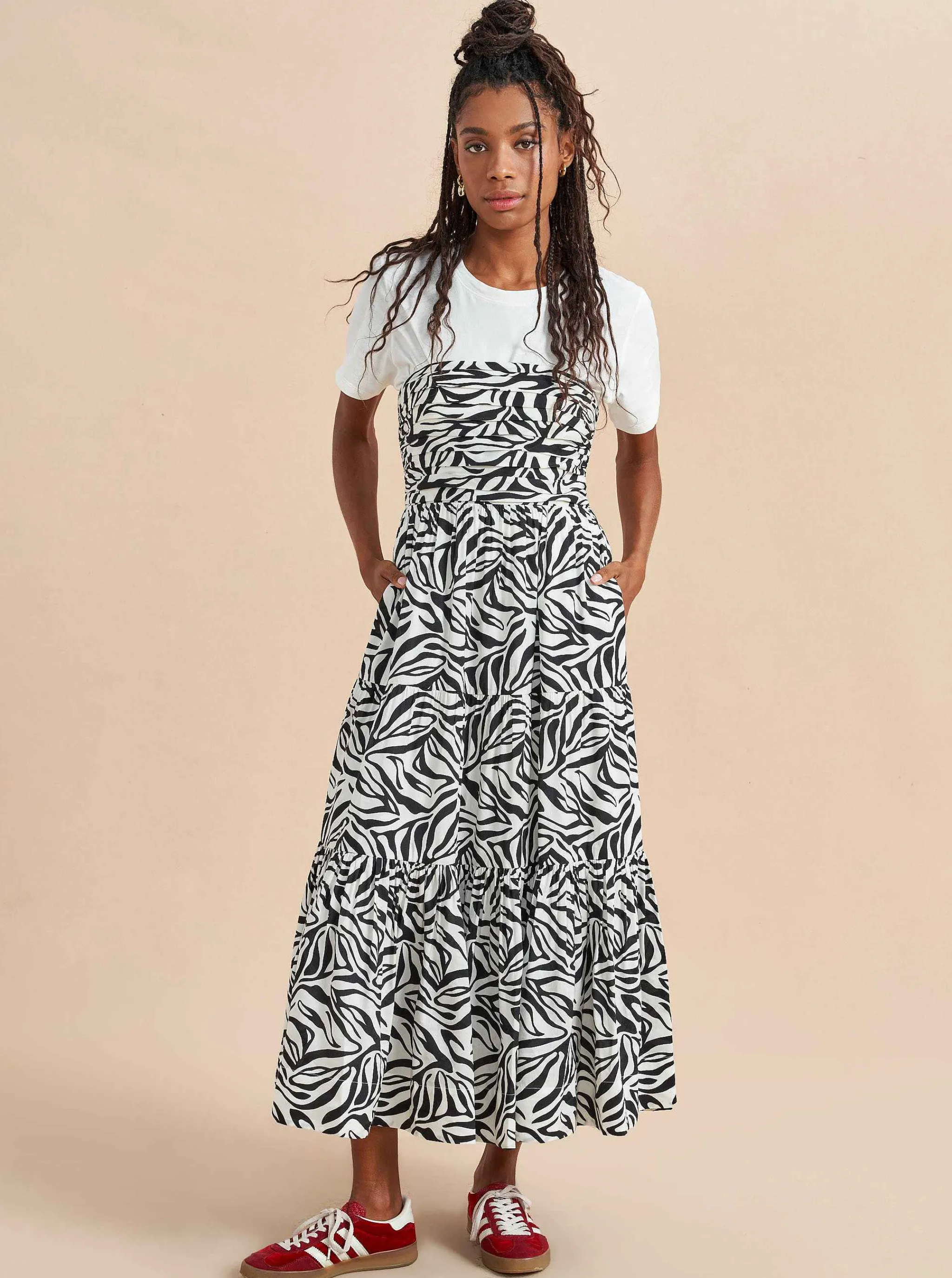 La Ligne Midi Dresses*Sleeveless Sofia Dress Ivory/Black