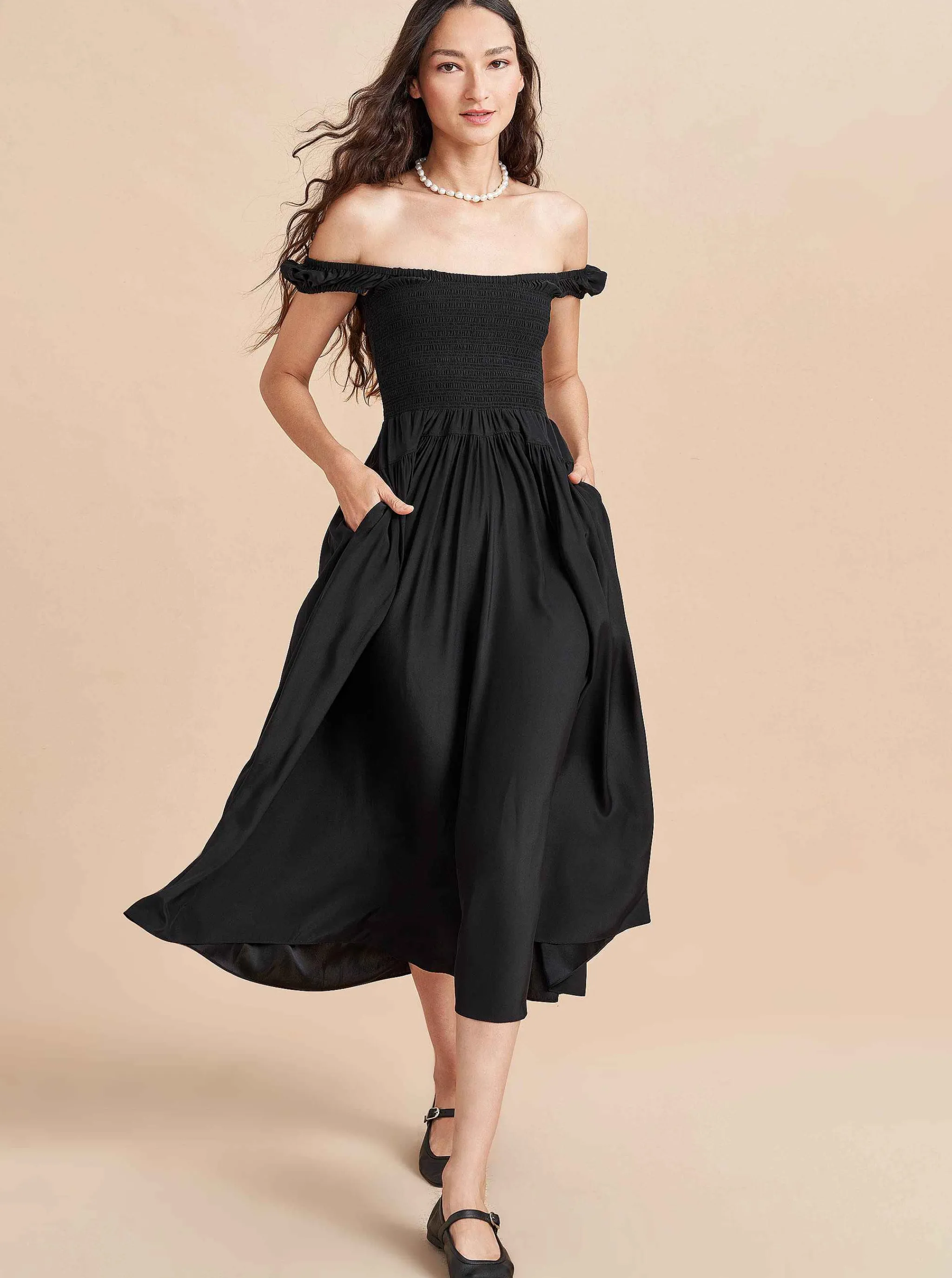 La Ligne Midi Dresses*Silk Vivian Dress Black