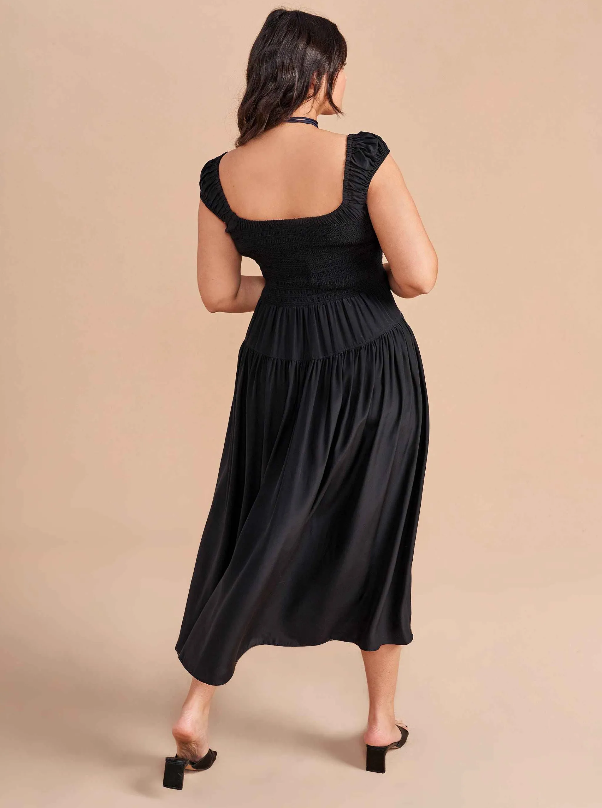 La Ligne Midi Dresses*Silk Vivian Dress Black