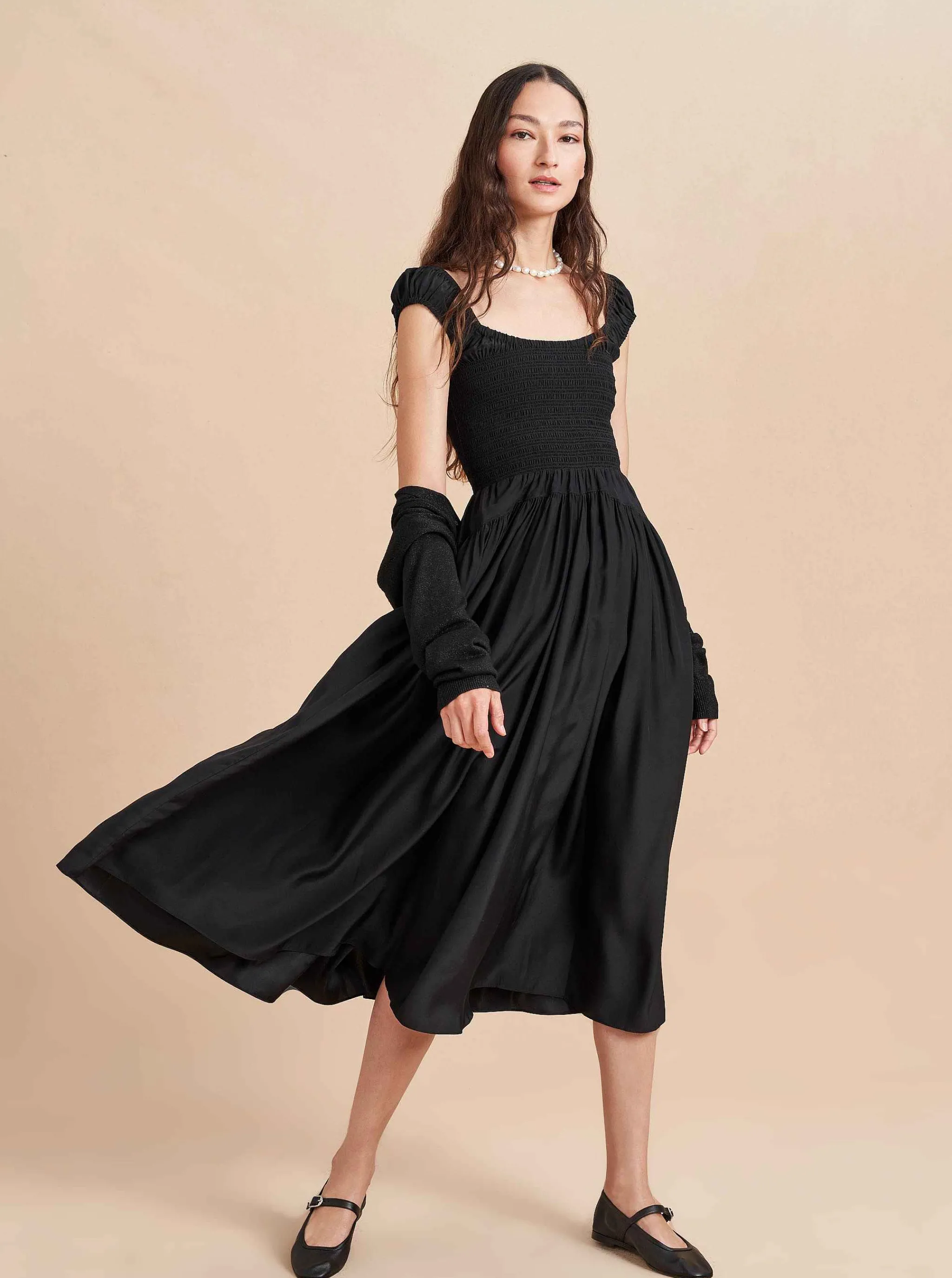 La Ligne Midi Dresses*Silk Vivian Dress Black
