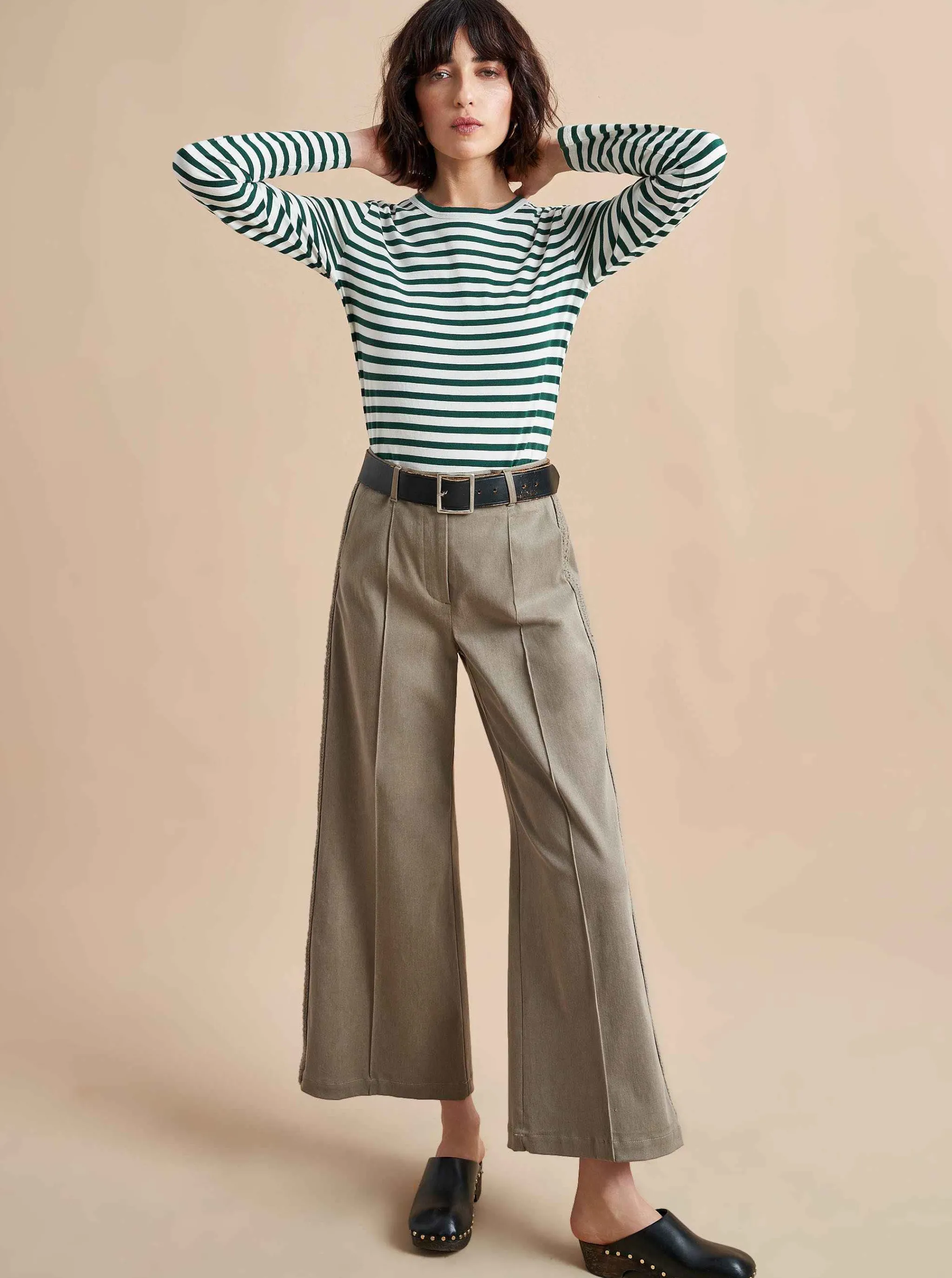 La Ligne Tees*Striped Meredith Tee Cream/Hunter