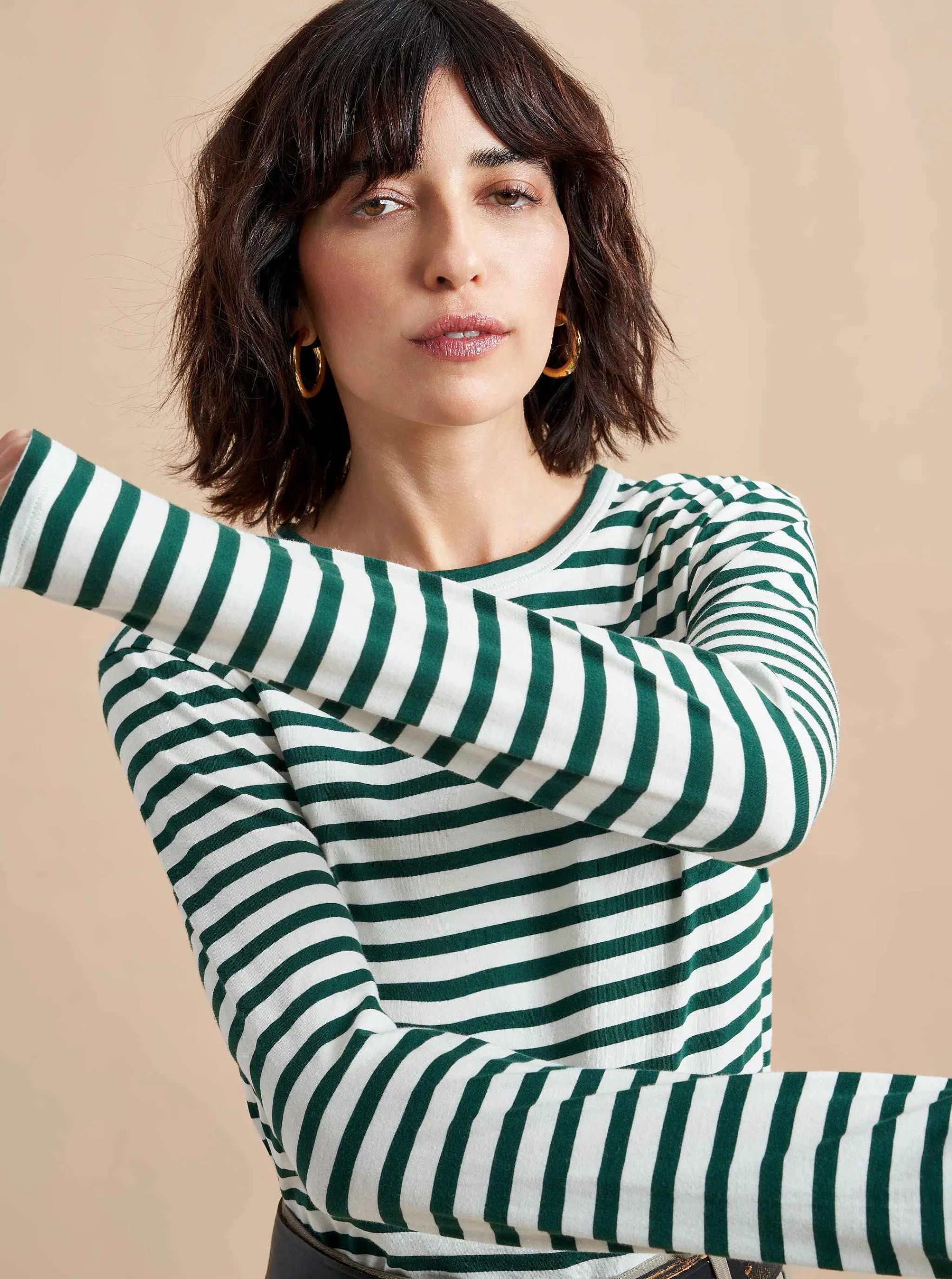 La Ligne Tees*Striped Meredith Tee Cream/Hunter