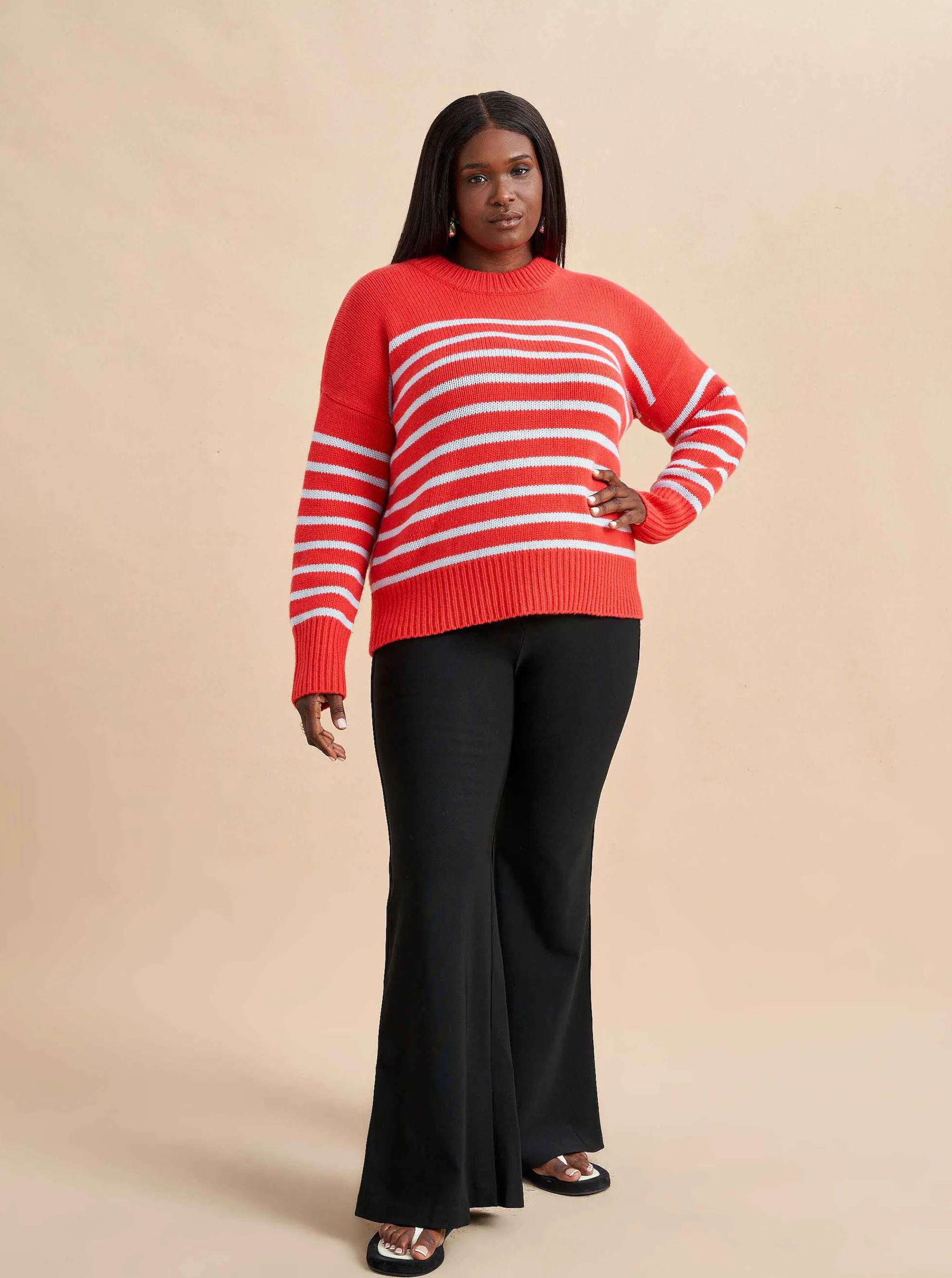 La Ligne Sweaters*Marin Sweater Coral/Periwinkle