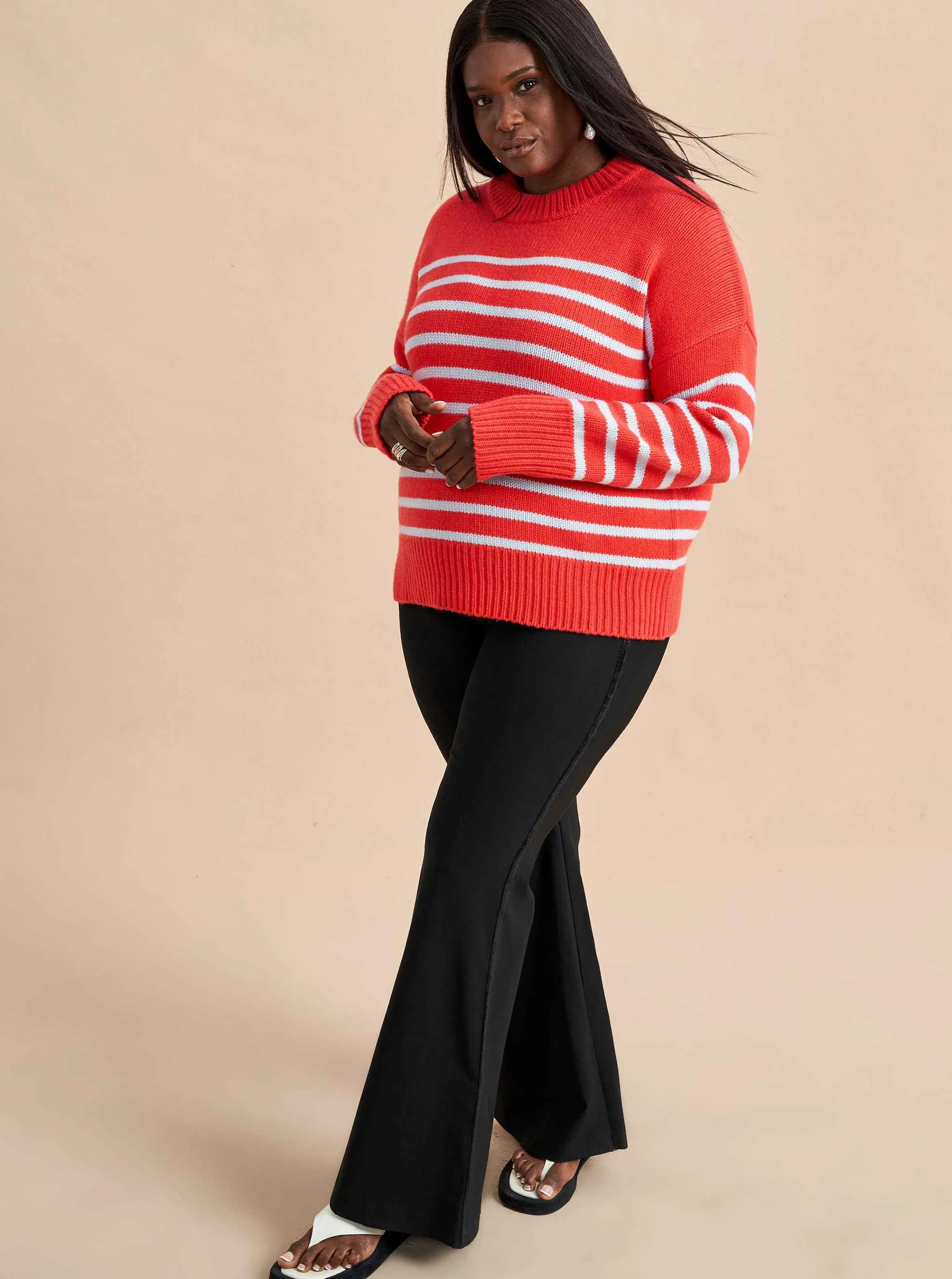 La Ligne Sweaters*Marin Sweater Coral/Periwinkle