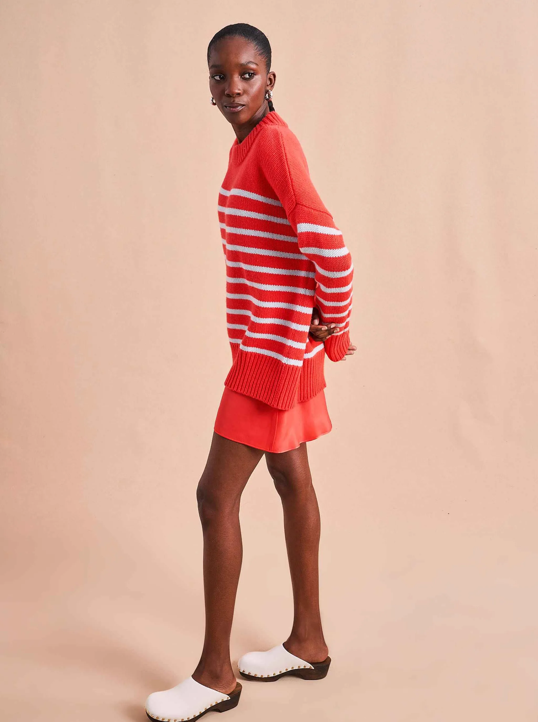 La Ligne Sweaters*Marin Sweater Coral/Periwinkle