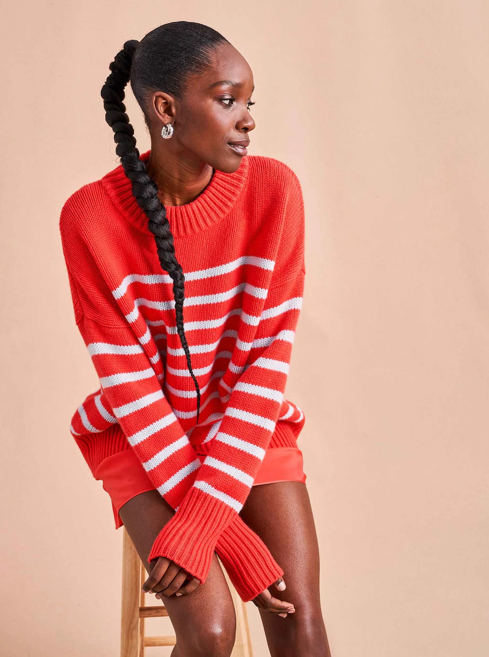 La Ligne Sweaters*Marin Sweater Coral/Periwinkle