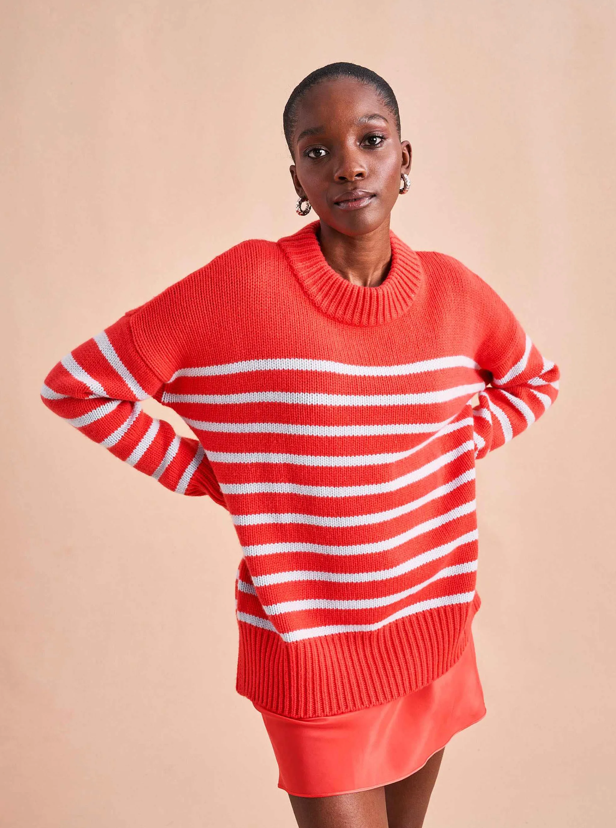 La Ligne Sweaters*Marin Sweater Coral/Periwinkle