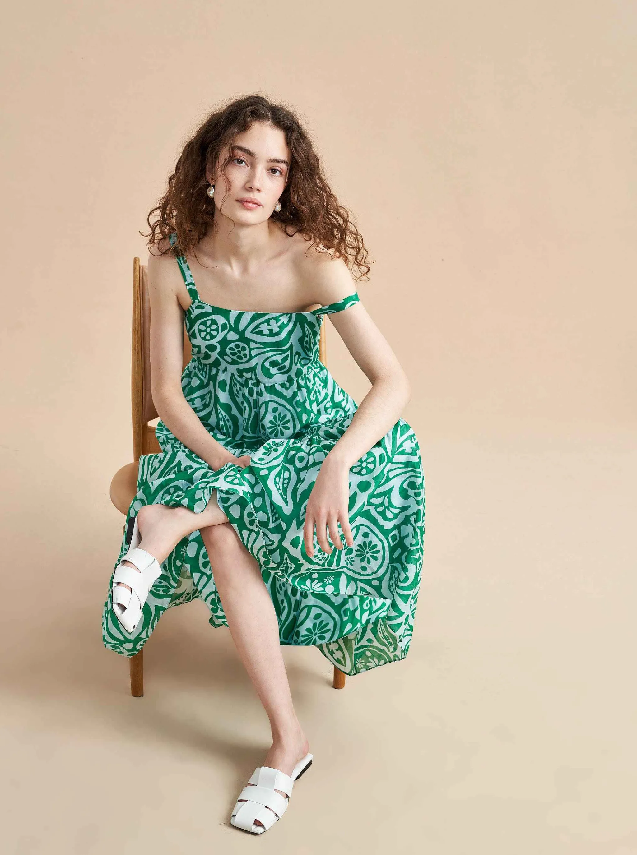 La Ligne Midi Dresses*Melisa Dress Pale-Blue/Kelly-Green